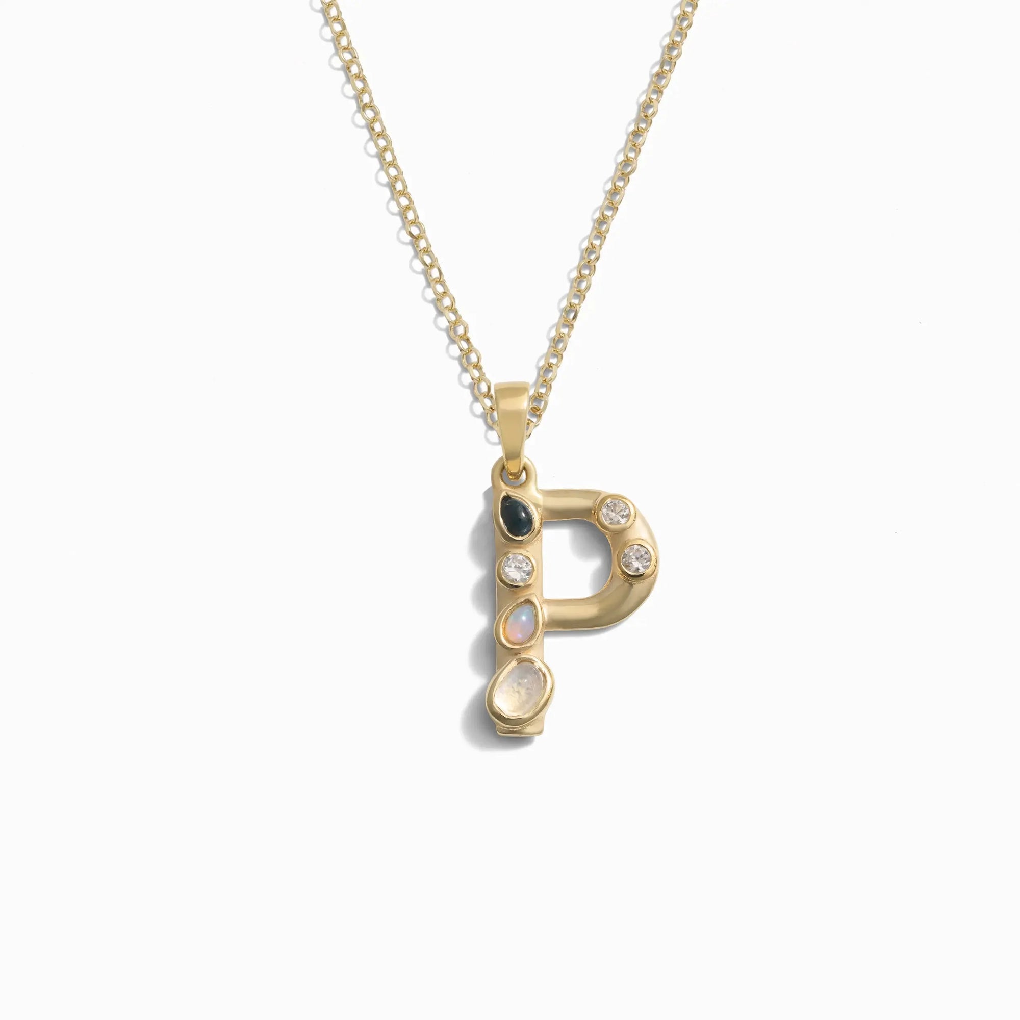 Awe Inspired - Gold Gemstone Initial Necklace - 14K Yellow Gold Vermeil P