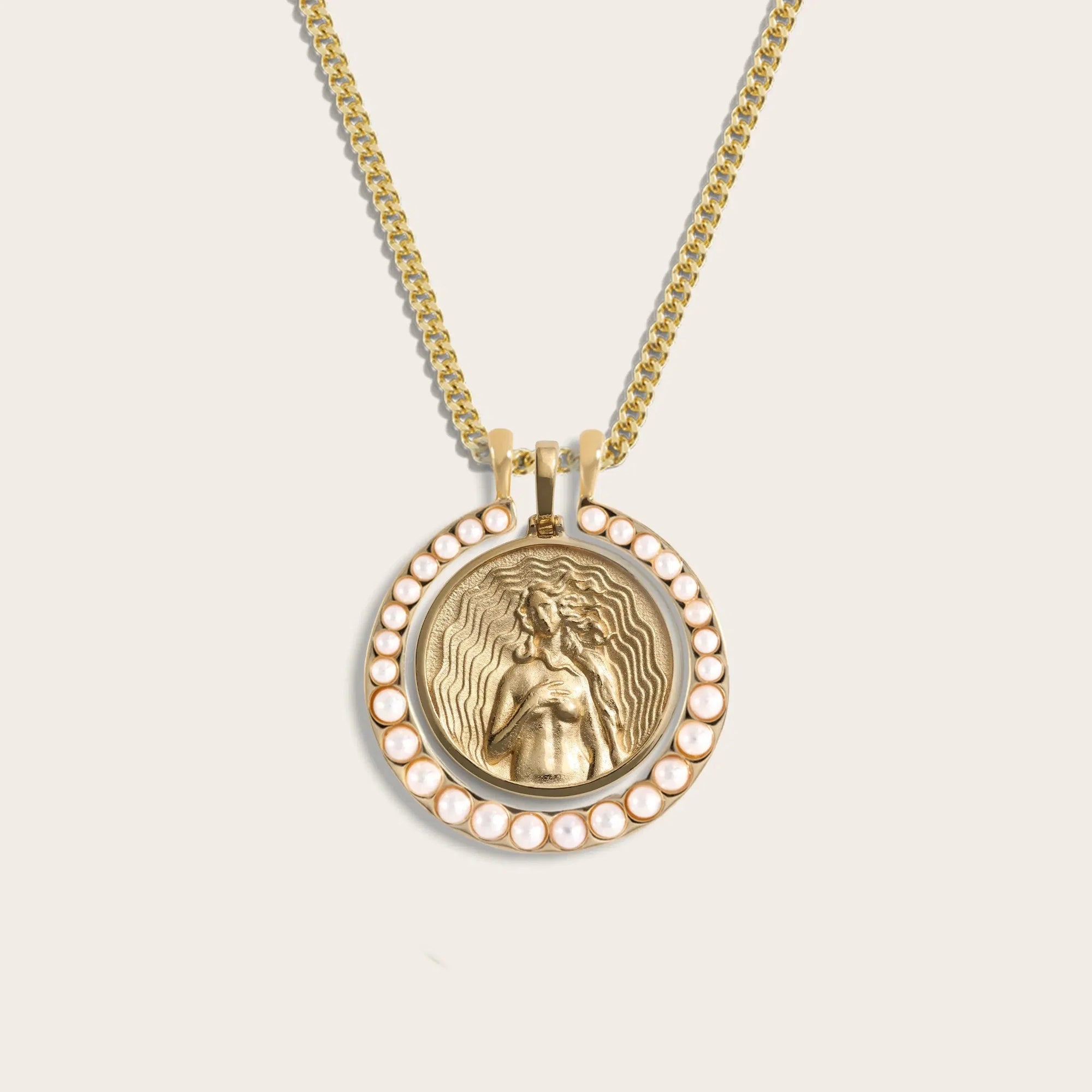 Awe Inspired - Pearl Aphrodite Halo Set - 14K Yellow Gold Vermeil