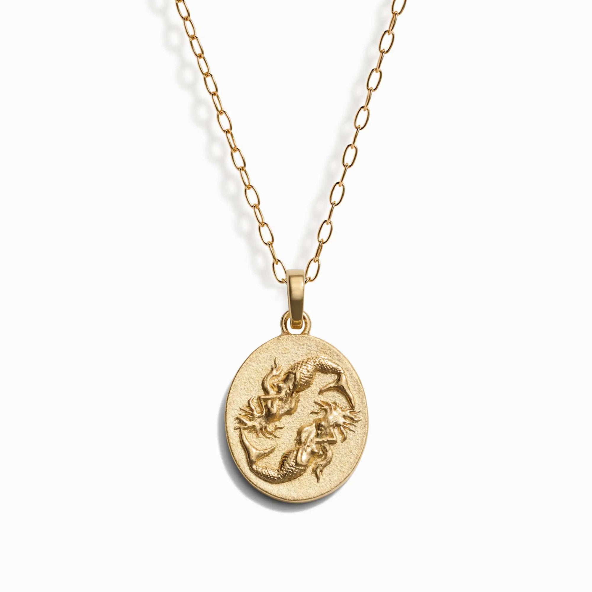 Awe Inspired - Zodiac Goddess Pendant + Mini Paperclip Chain - 14K Yellow Gold Vermeil Pisces
