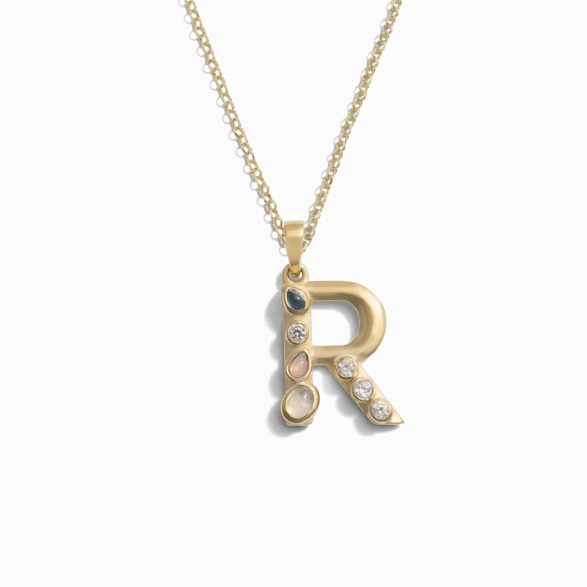 Awe Inspired - Gold Gemstone Initial Necklace - 14K Yellow Gold Vermeil R