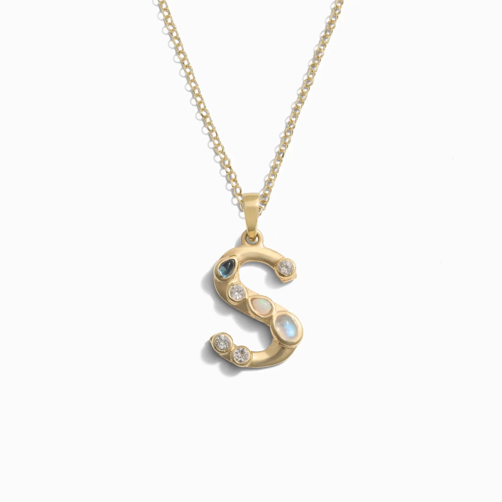 Awe Inspired - Gold Gemstone Initial Necklace - 14K Yellow Gold Vermeil S