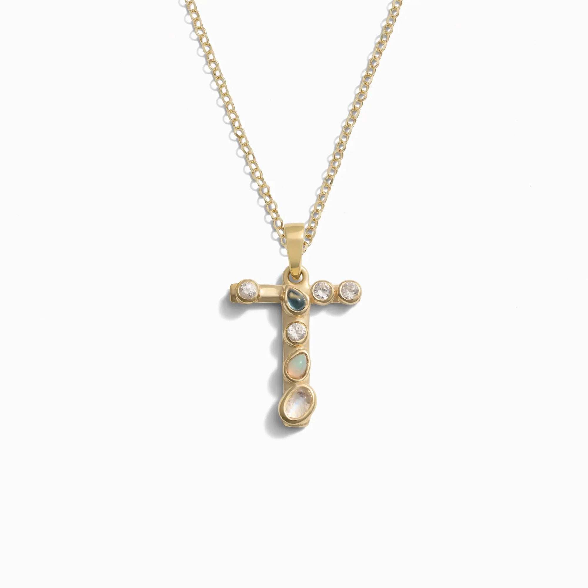 Awe Inspired - Gold Gemstone Initial Necklace - 14K Yellow Gold Vermeil T