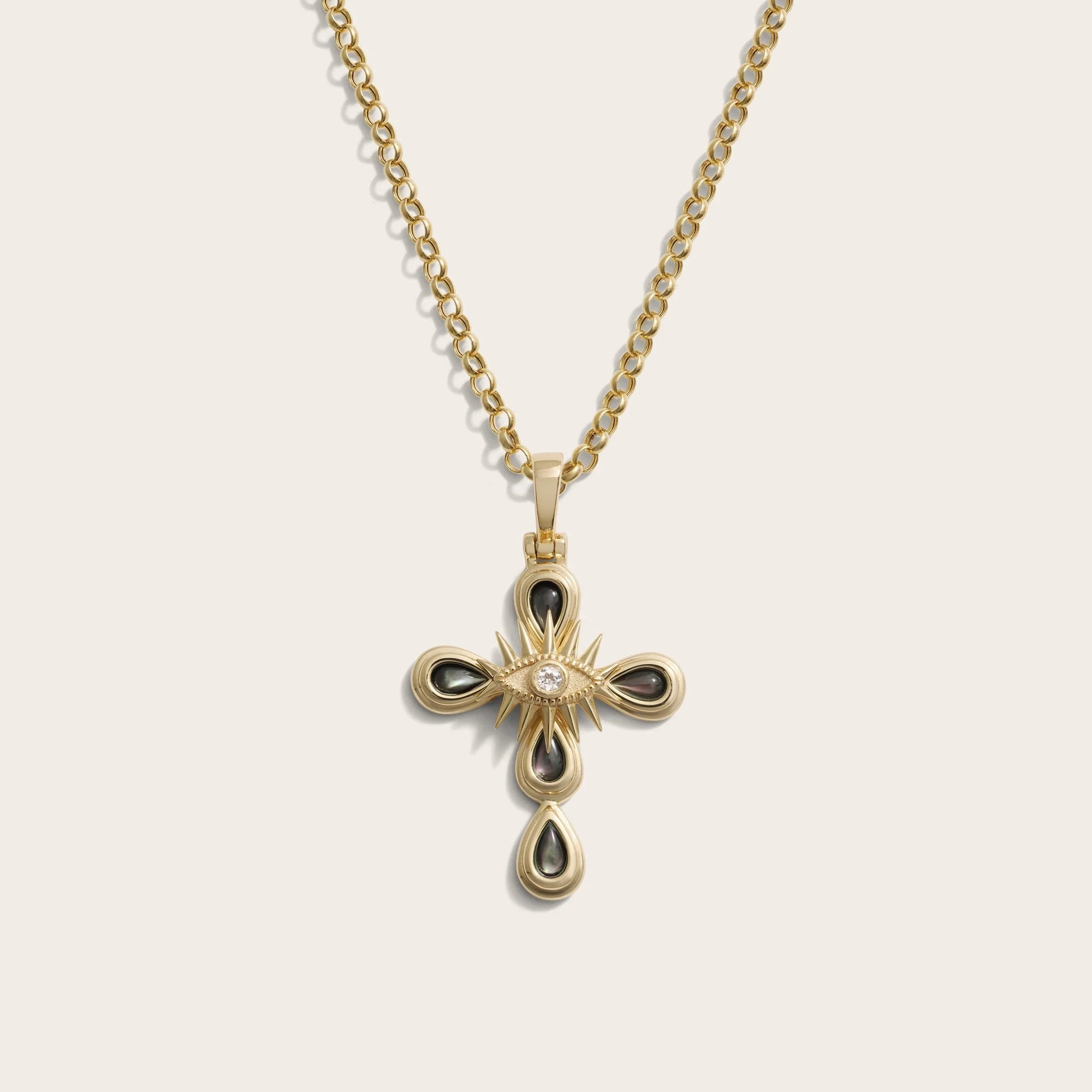 Awe Inspired - Third Eye Cross Necklace - 14K Yellow Gold Vermeil