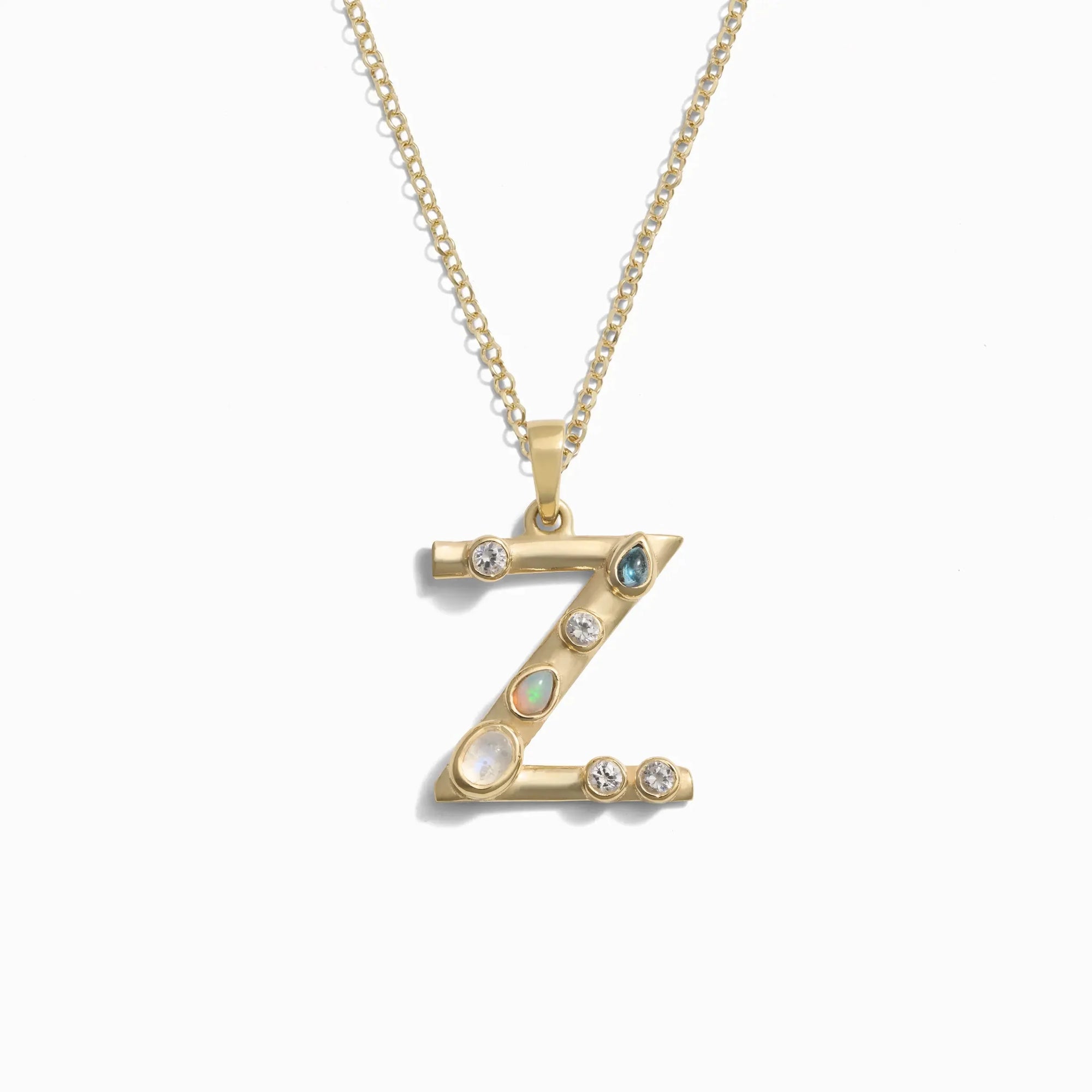 Awe Inspired - Gold Gemstone Initial Necklace - 14K Yellow Gold Vermeil Z