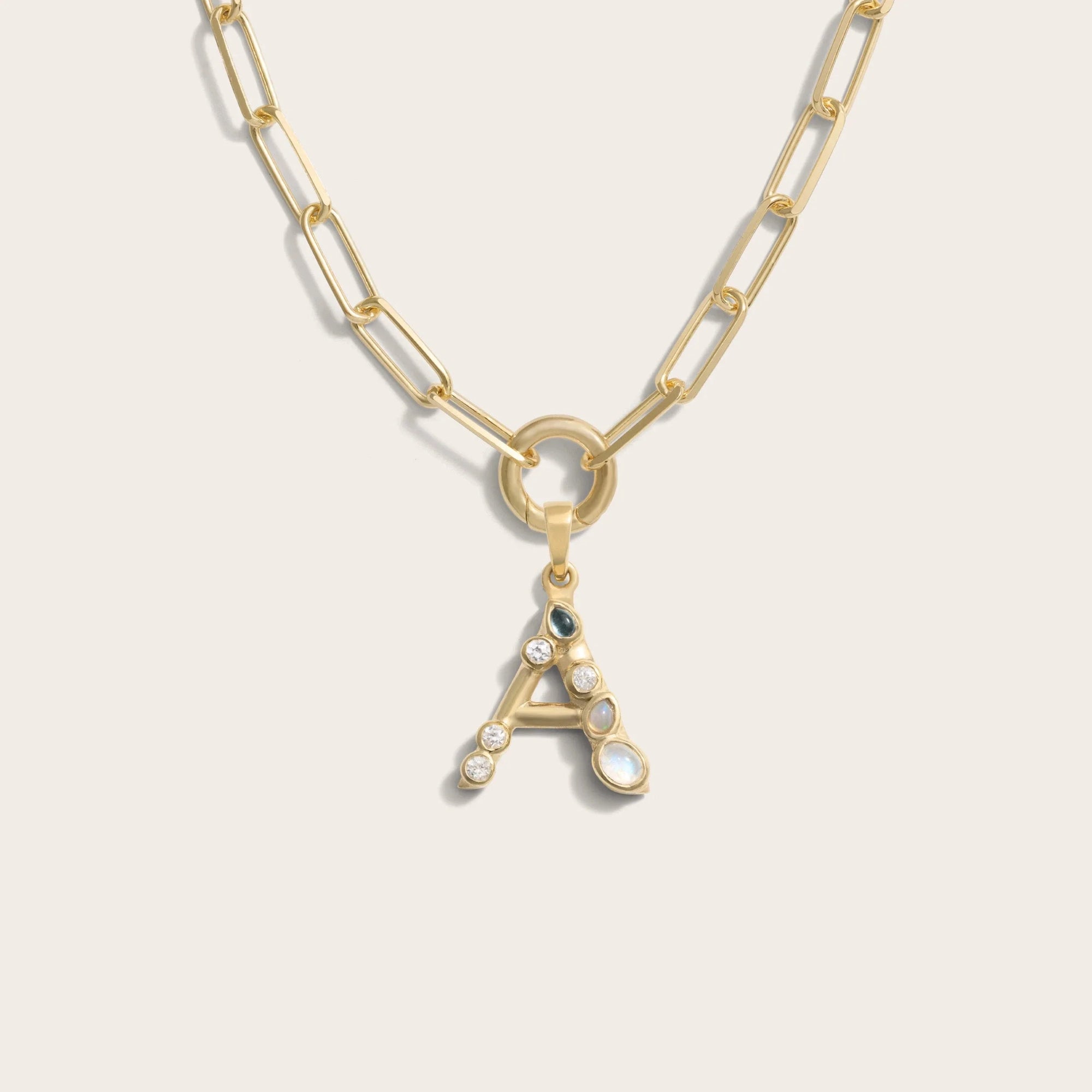 Awe Inspired - Initial Single Charm Necklace - 14K Yellow Gold Vermeil