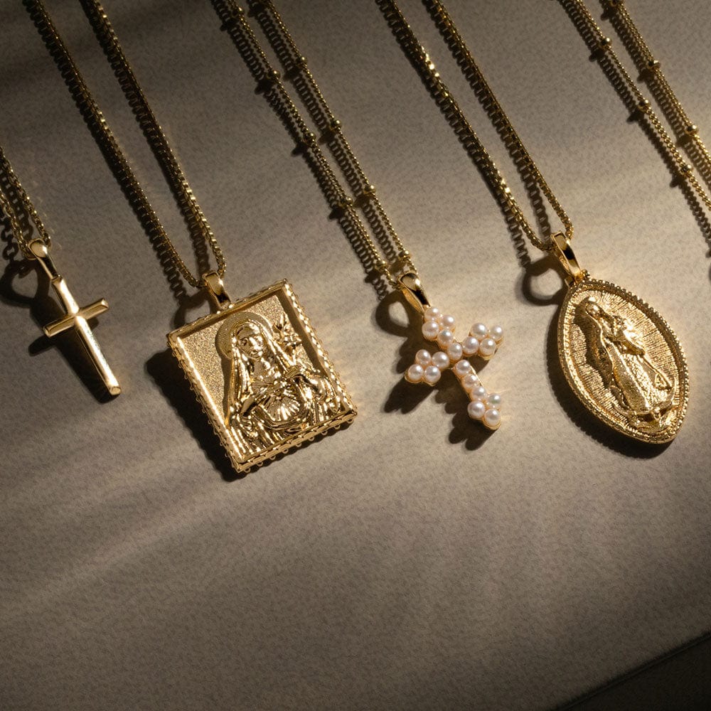 Awe Inspired - Pearl Cross Necklace -
