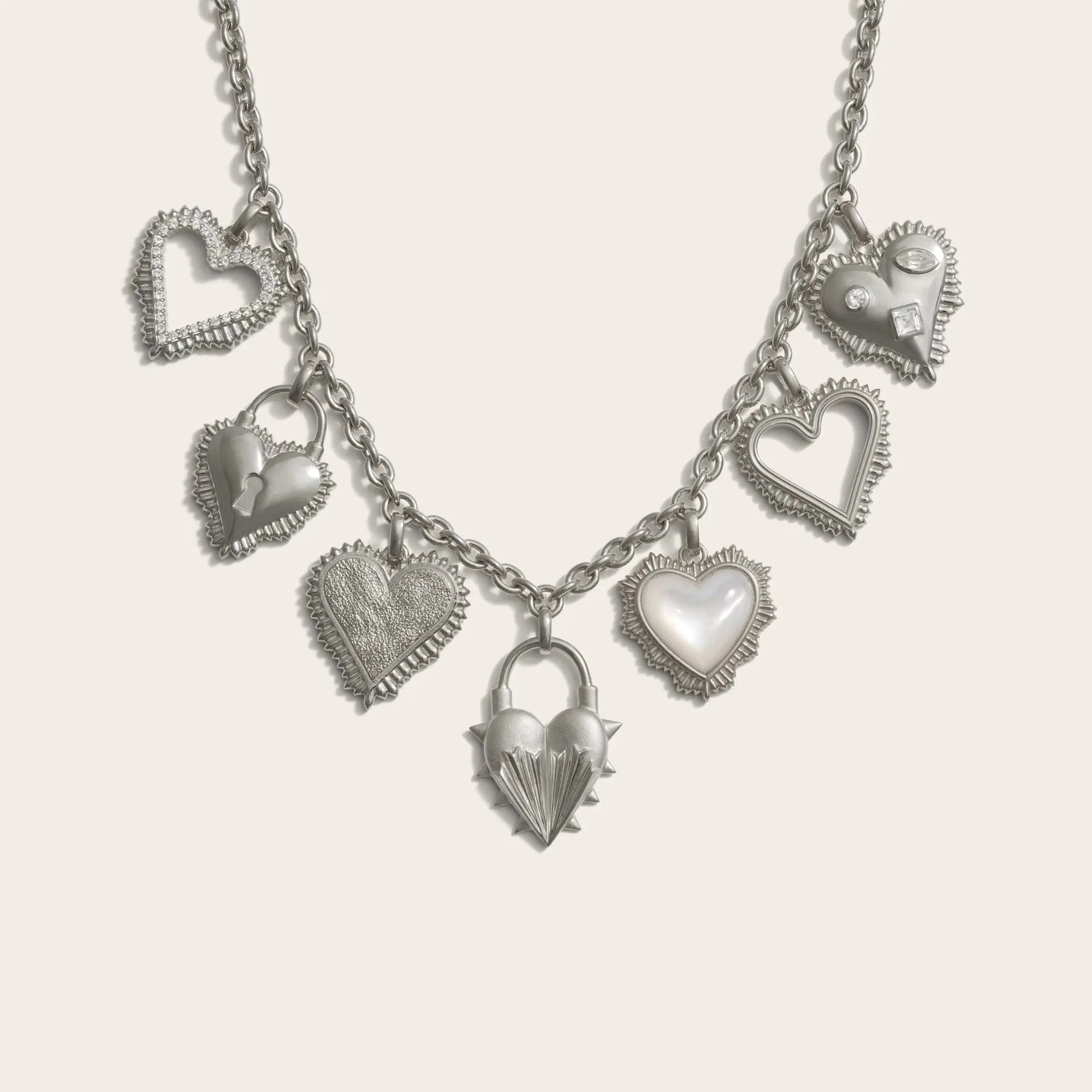 Awe Inspired - Radiant Heart Statement Charm Necklace - 925 Sterling Silver
