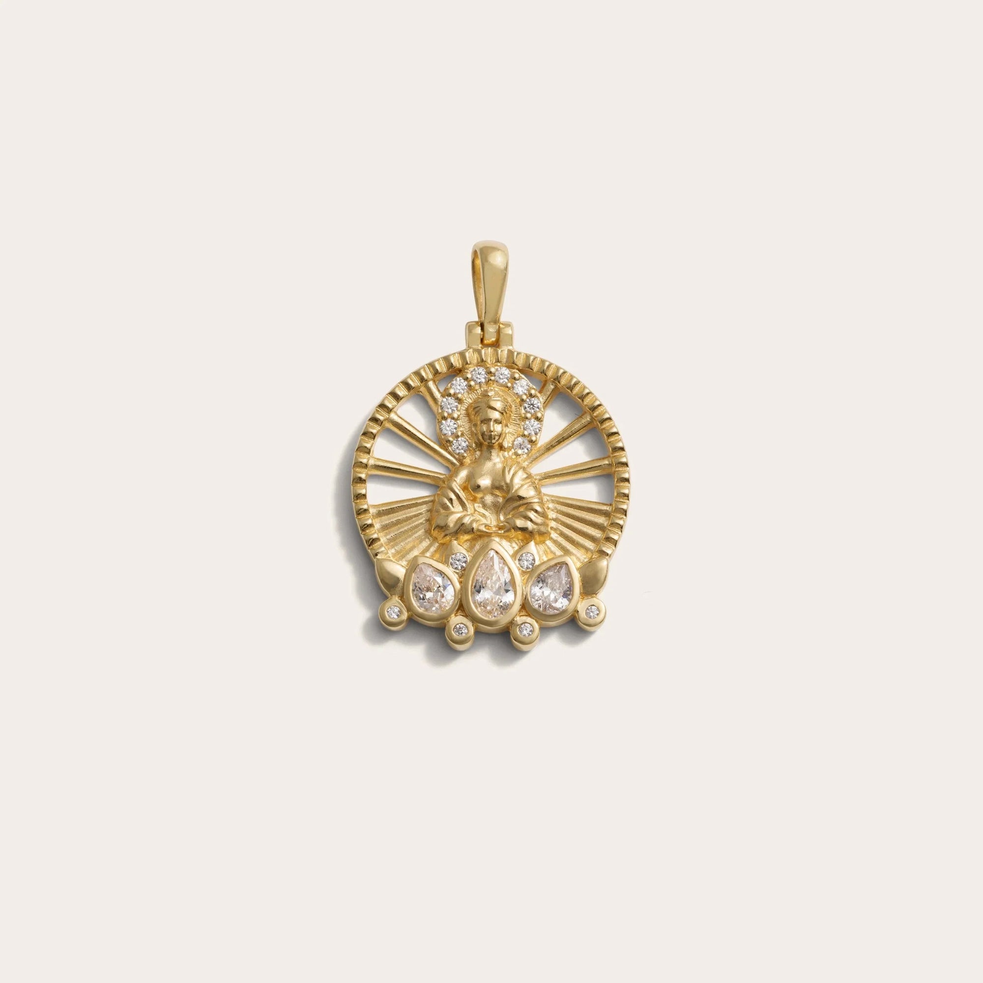 Awe Inspired - Lady Buddha Pendant - 14K Yellow Gold Vermeil
