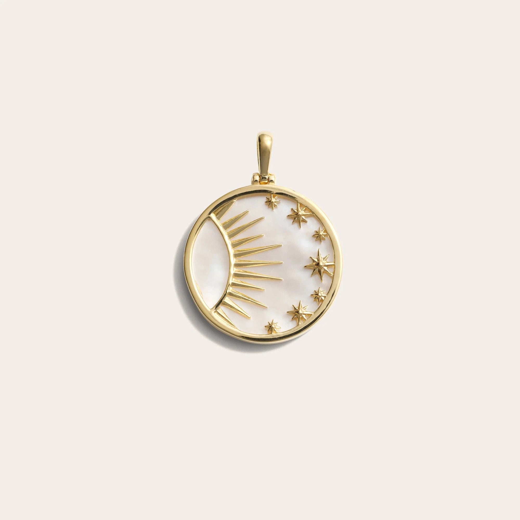Awe Inspired - Celestial Mother of Pearl Amulet - 14K Yellow Gold Vermeil Large