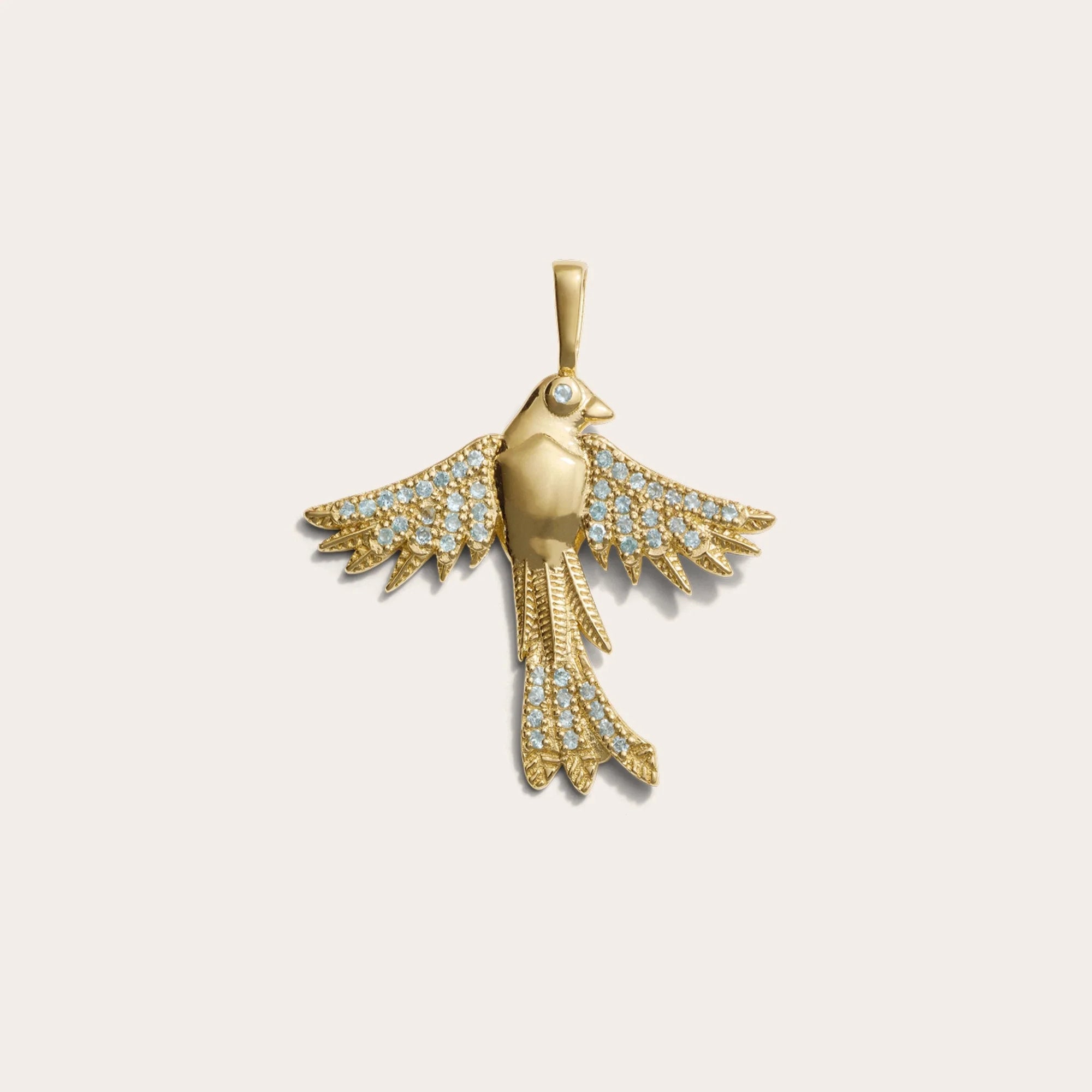 Awe Inspired - Suffragist Bluebird Amulet - 14K Yellow Gold Vermeil Large