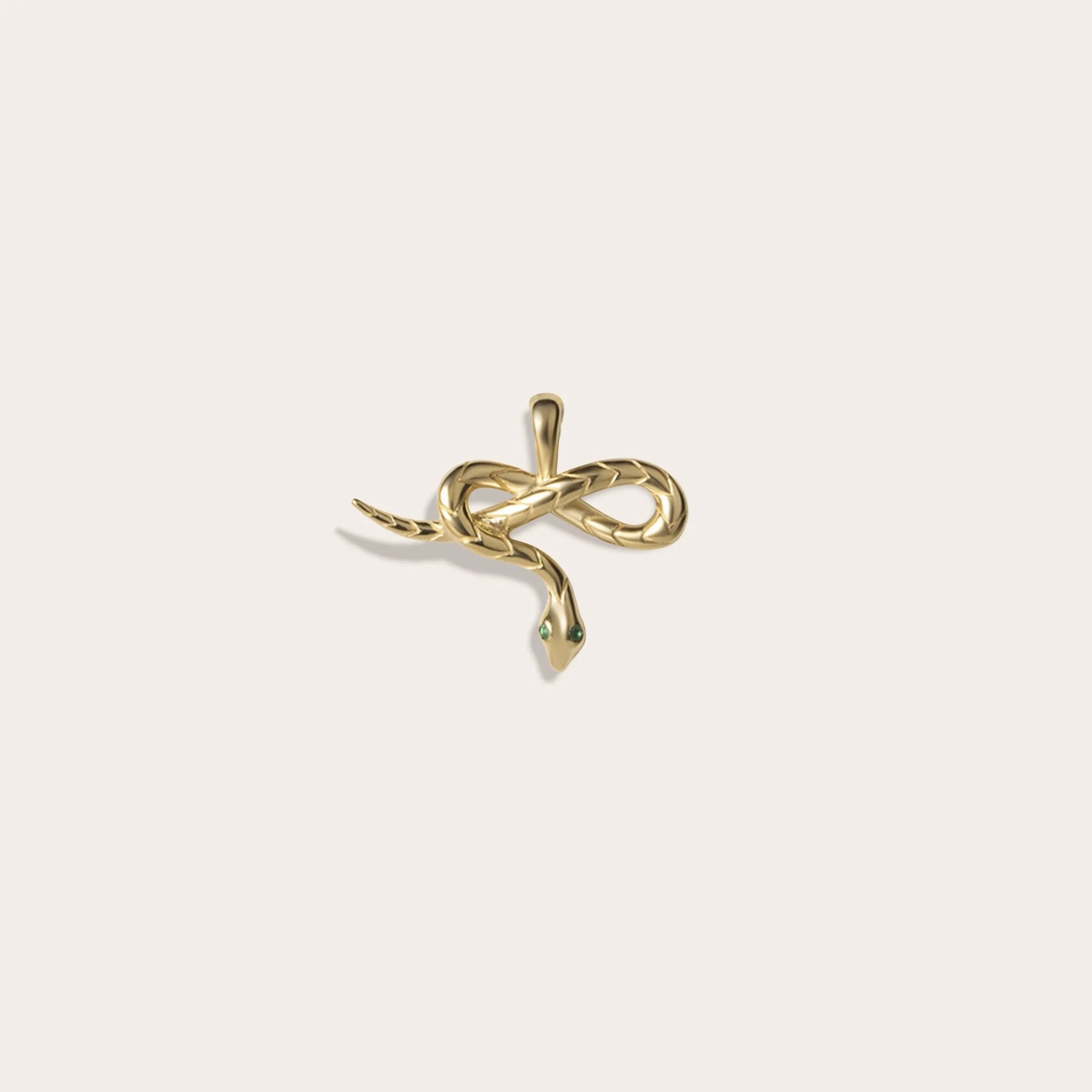 Awe Inspired - Emerald Eye Snake Amulet - 14K Yellow Gold Vermeil Standard