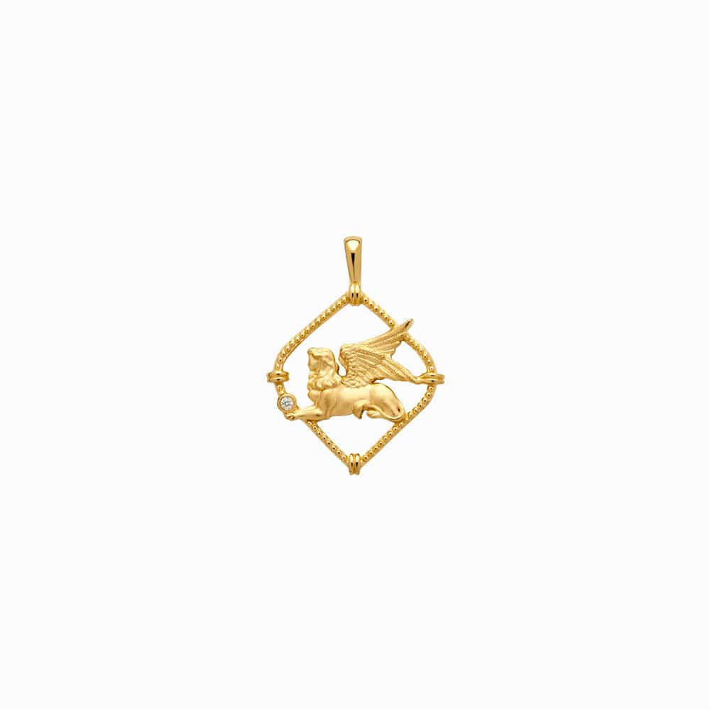 Awe Inspired - Sphinx Pendant - 14K Yellow Gold Vermeil Standard