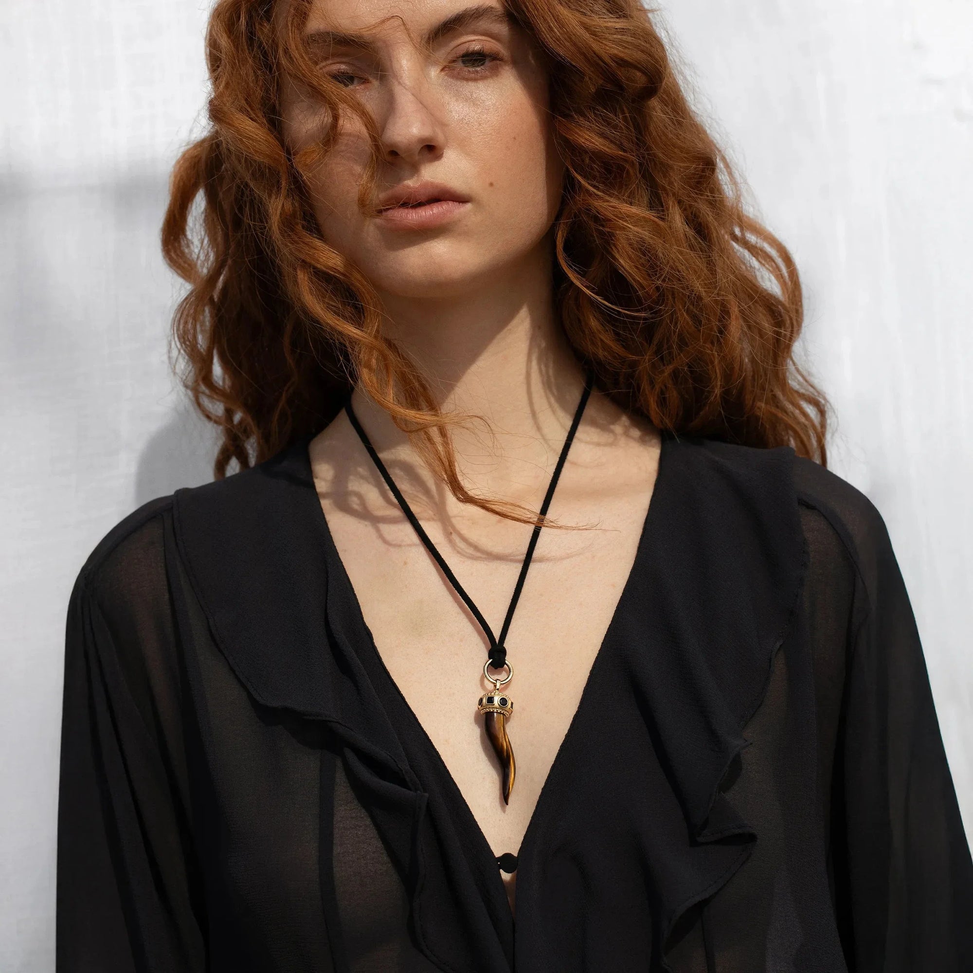 Awe Inspired - Tiger's Eye Horn Pendant -