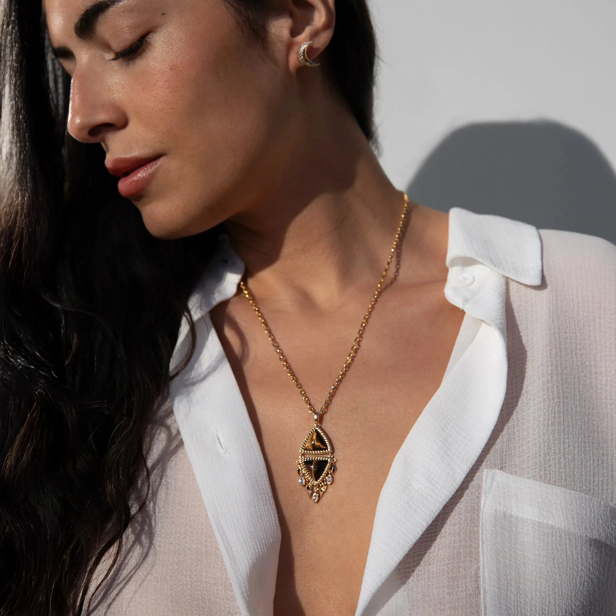 Awe Inspired - Tiger's Eye Wind Chime Pendant -