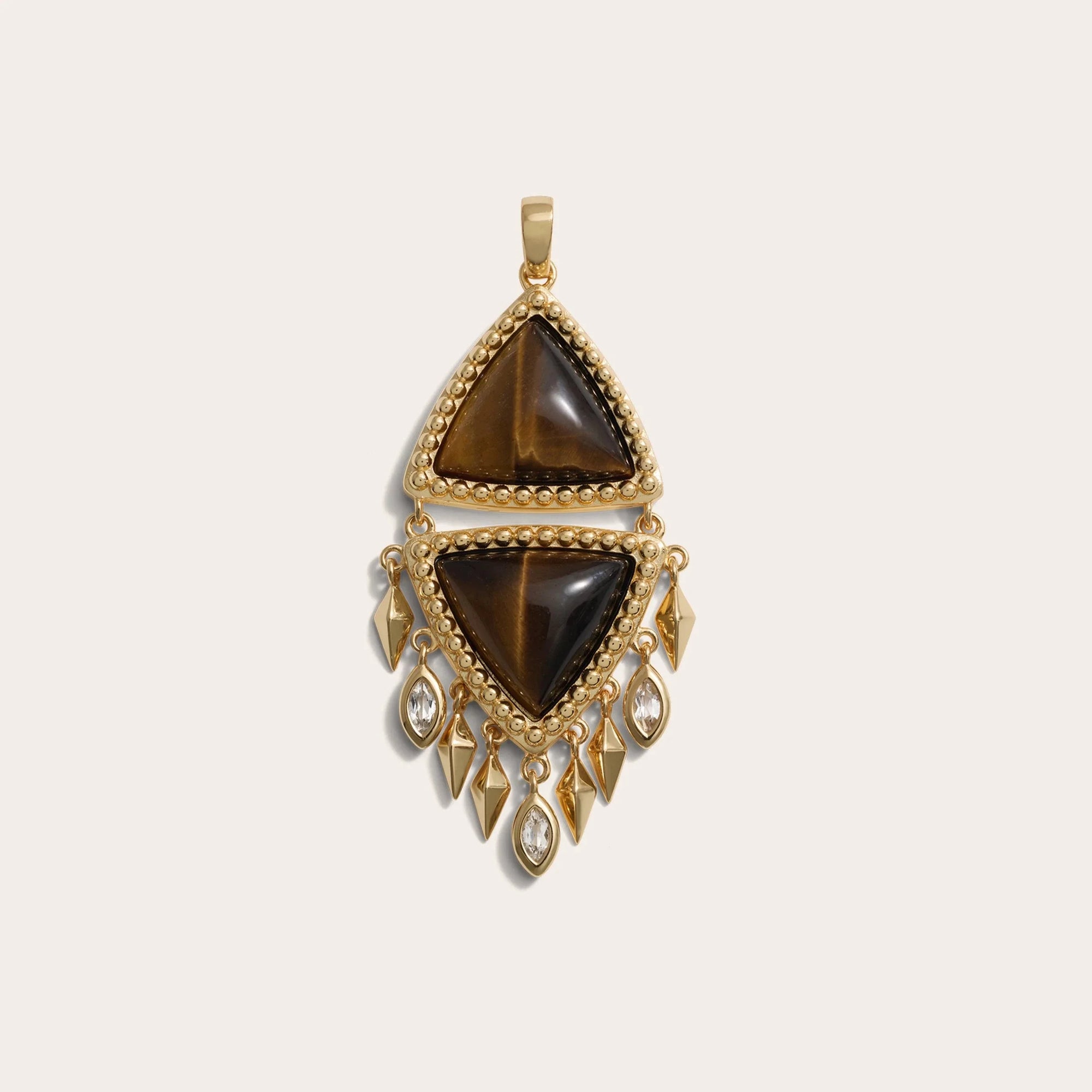 Awe Inspired - Tiger's Eye Wind Chime Pendant - 14K Yellow Gold Vermeil