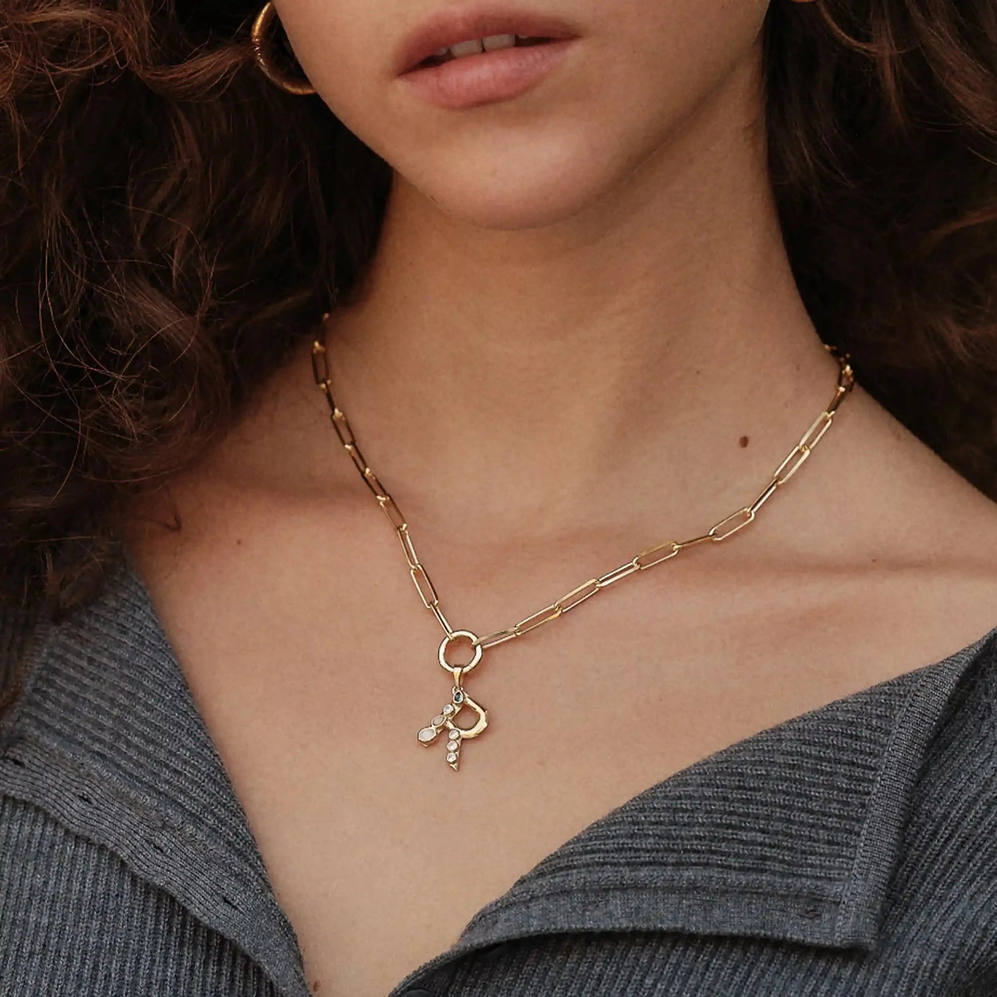 Awe Inspired - Initial Single Charm Necklace -