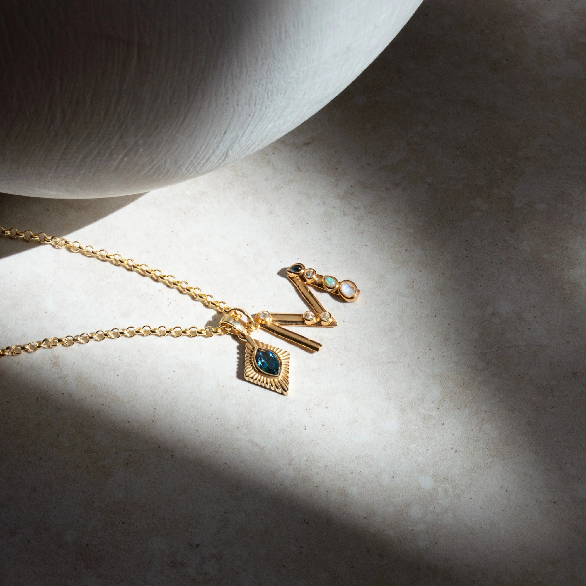 Awe Inspired - Gold Gemstone Initial Necklace -