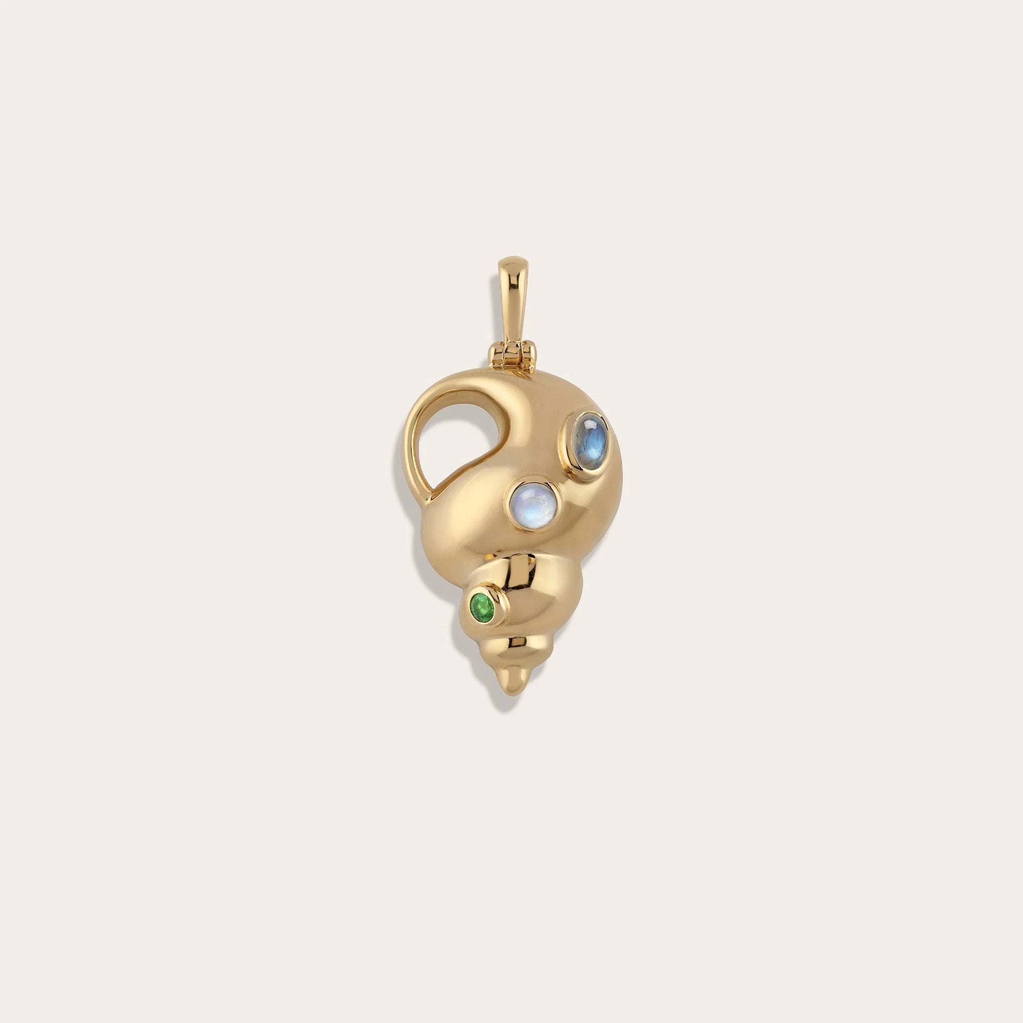 Awe Inspired - Gemstone Conch Pendant - 14K Yellow Gold Vermeil