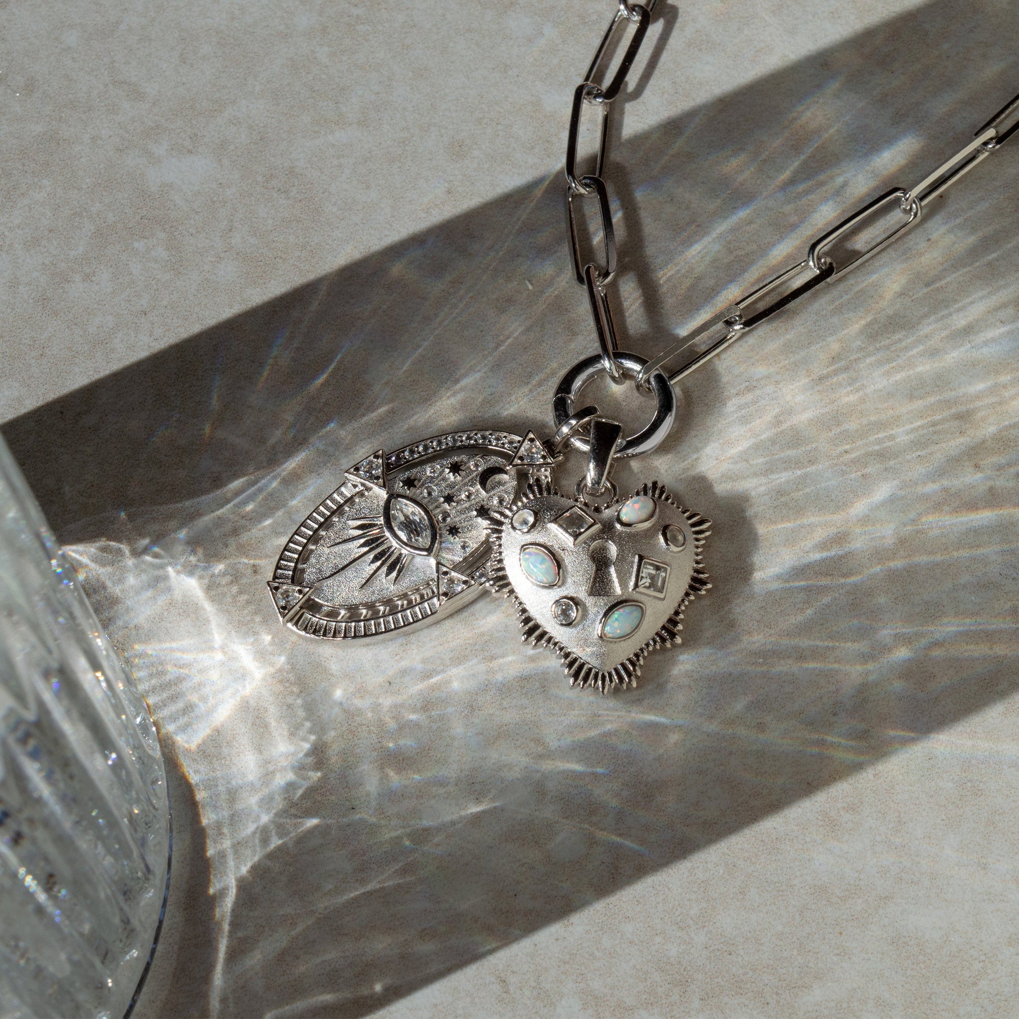 Awe Inspired - Gemstone Locked Radiant Heart Pendant -