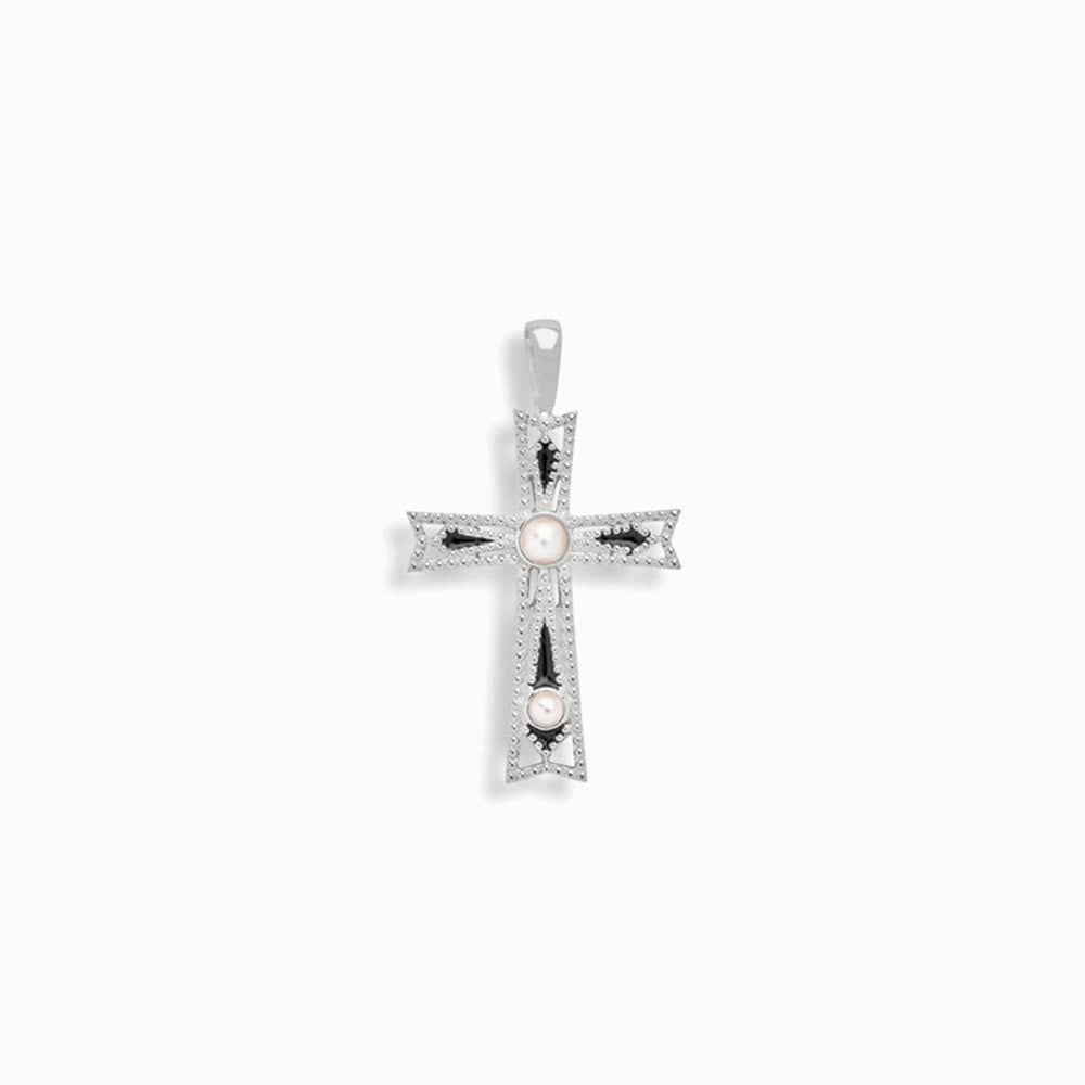 Awe Inspired - Enamel Cross Amulet - 925 Sterling Silver Large