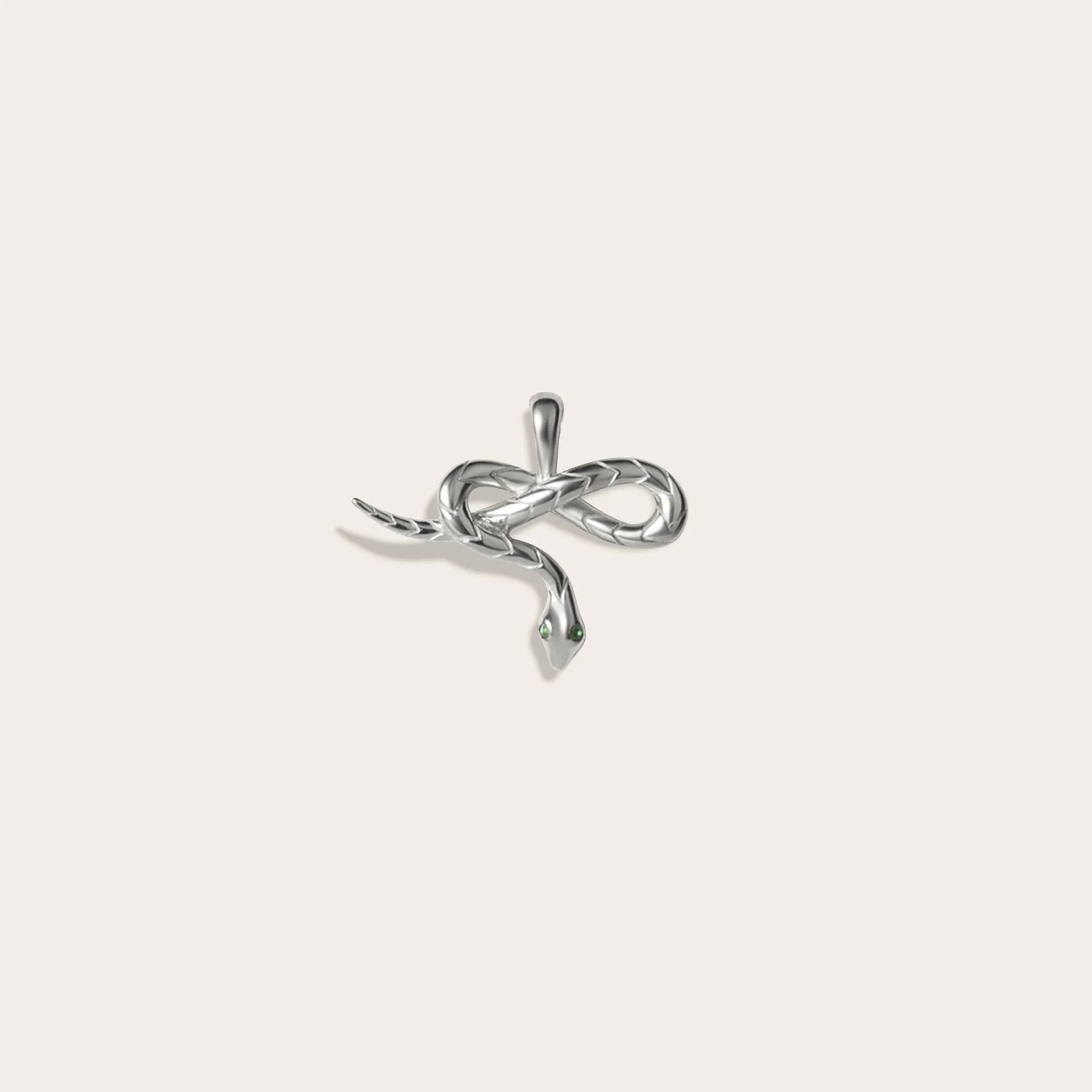 Awe Inspired - Emerald Eye Snake Amulet - 925 Sterling Silver Standard