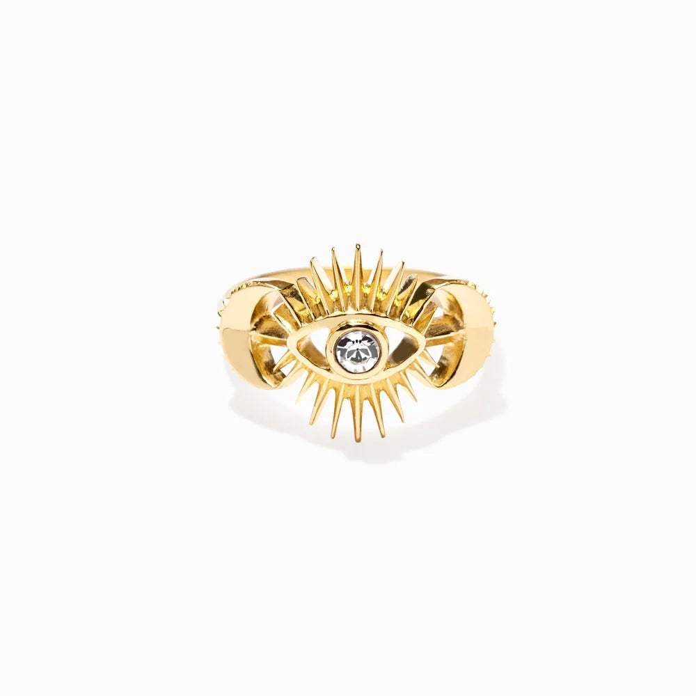Awe Inspired - Celestial Evil Eye Ring - 14K Yellow Gold Vermeil
