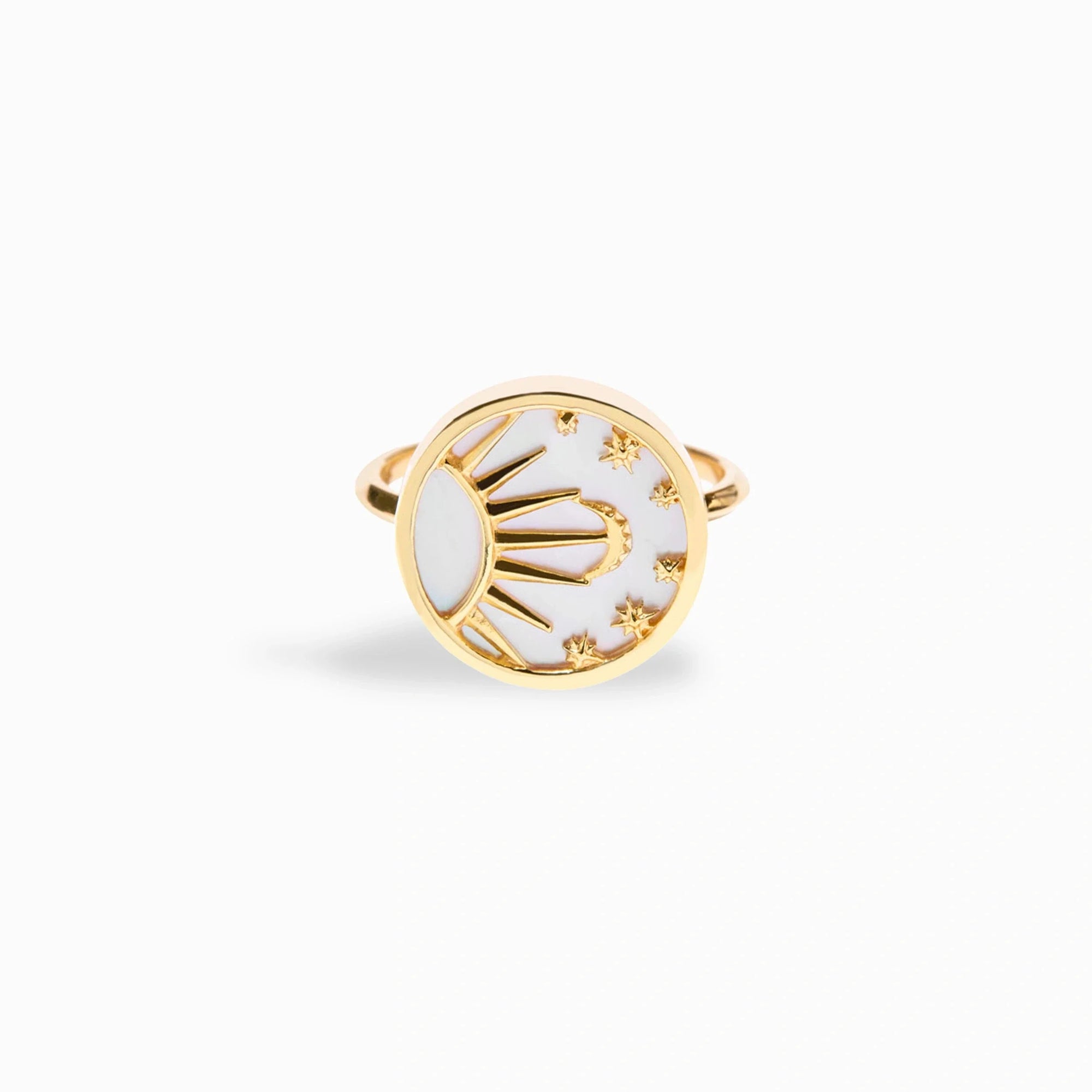 Awe Inspired - Celestial Mother of Pearl Ring - 14K Yellow Gold Vermeil