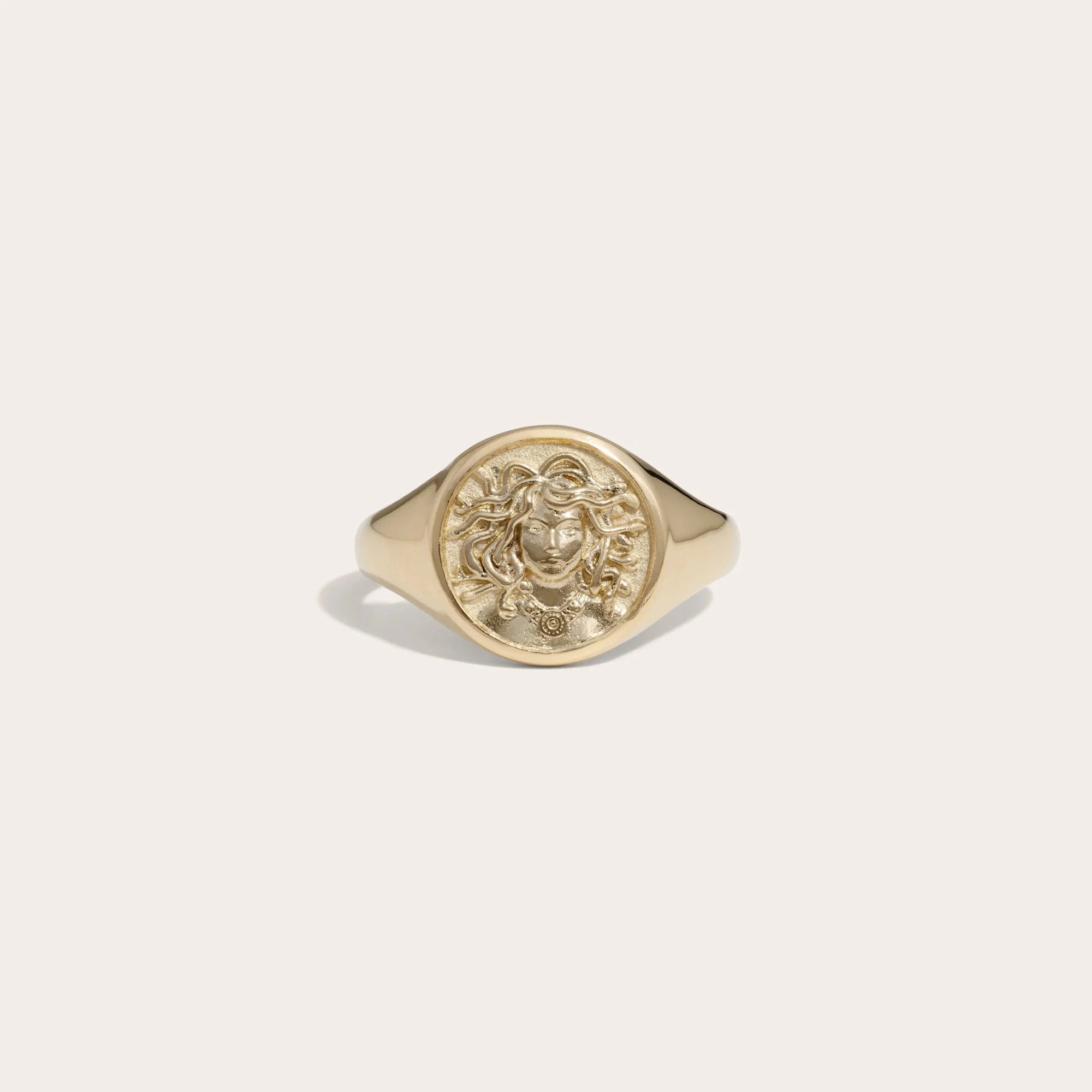 Awe Inspired - Men's Medusa Signet Ring - 14K Yellow Gold Vermeil