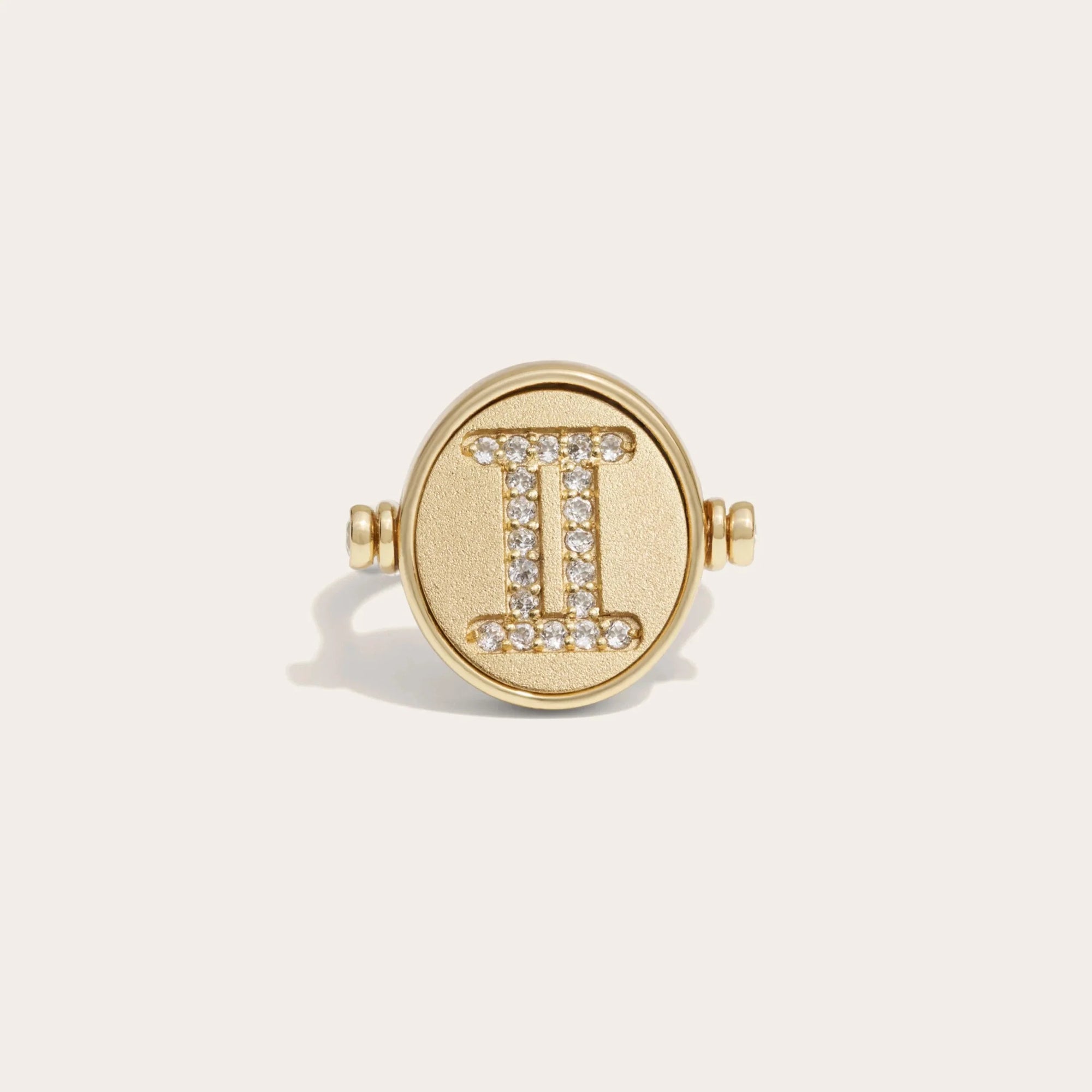 Awe Inspired - Gemini & Air Flip Ring - 14K Yellow Gold Vermeil