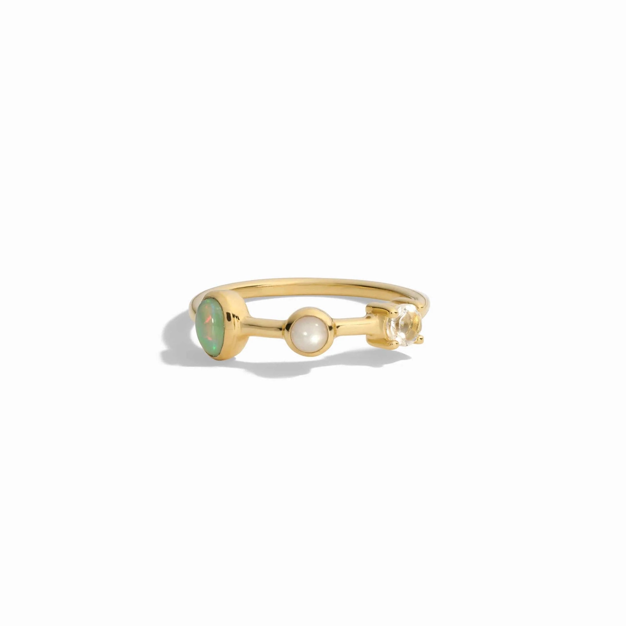 Awe Inspired - Moonstone Opal Topaz Ring - 14K Yellow Gold Vermeil
