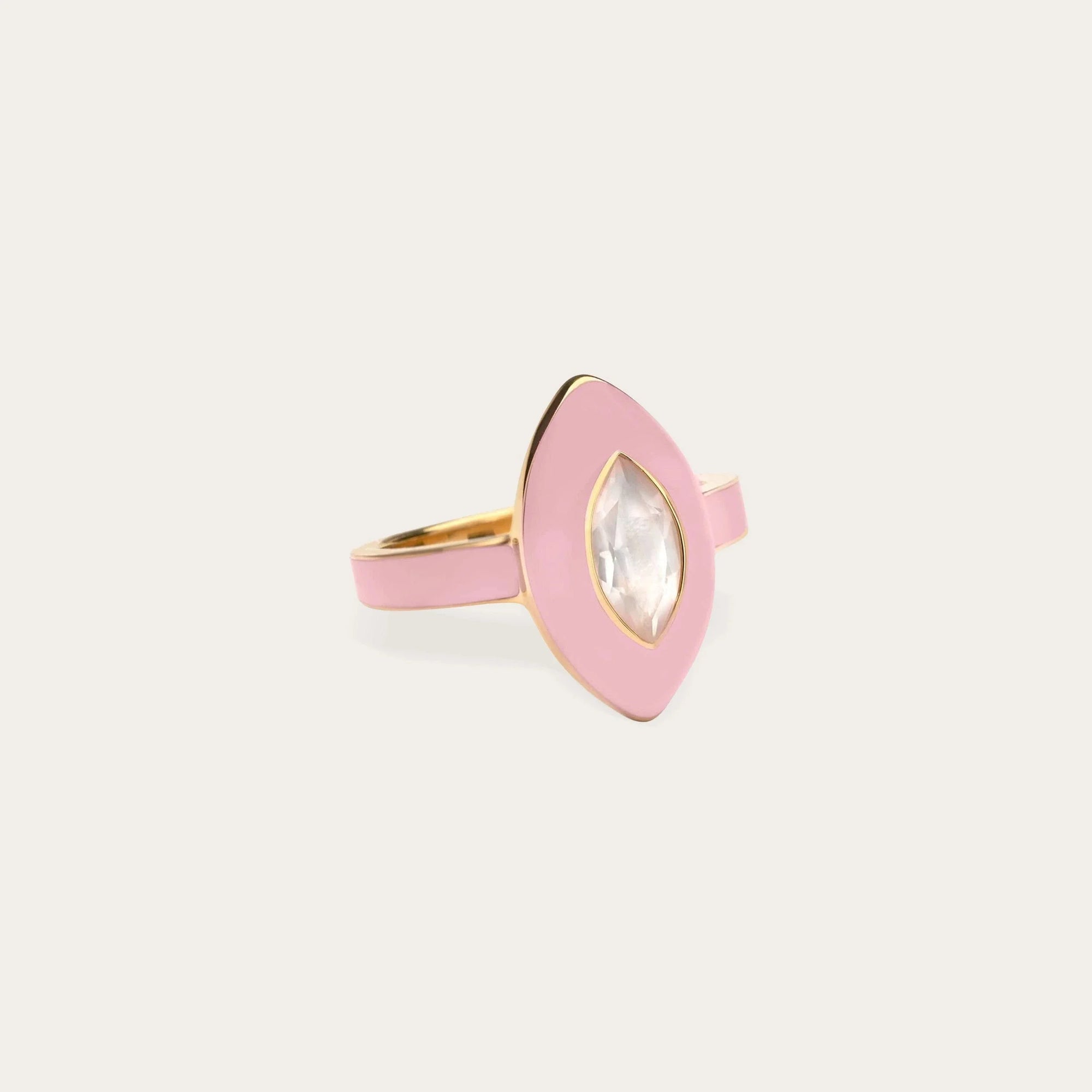 Awe Inspired - Blush Quartz Aura Ring - 14K Yellow Gold Vermeil