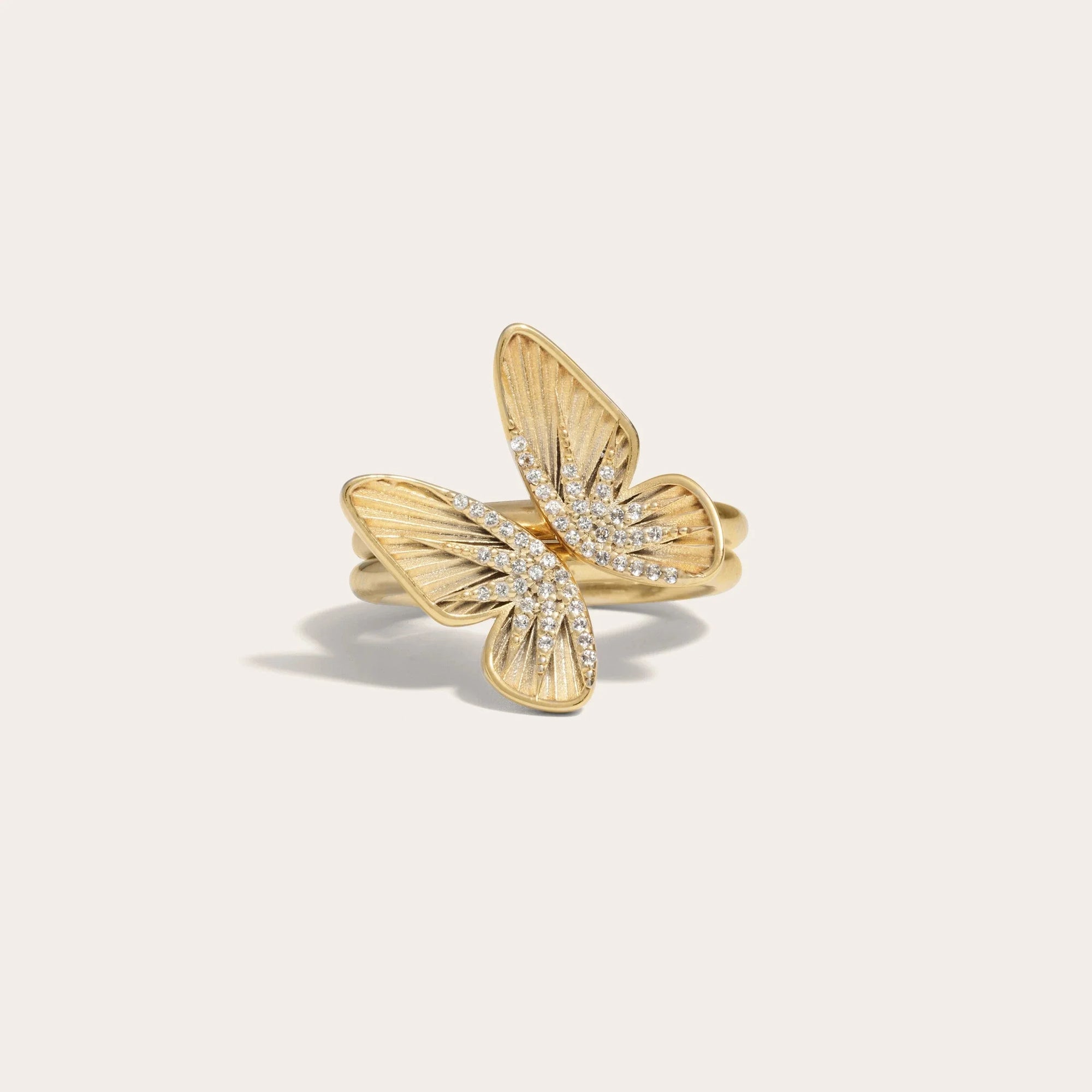 Awe Inspired - Butterfly Wing Stacking Rings - 14K Yellow Gold Vermeil