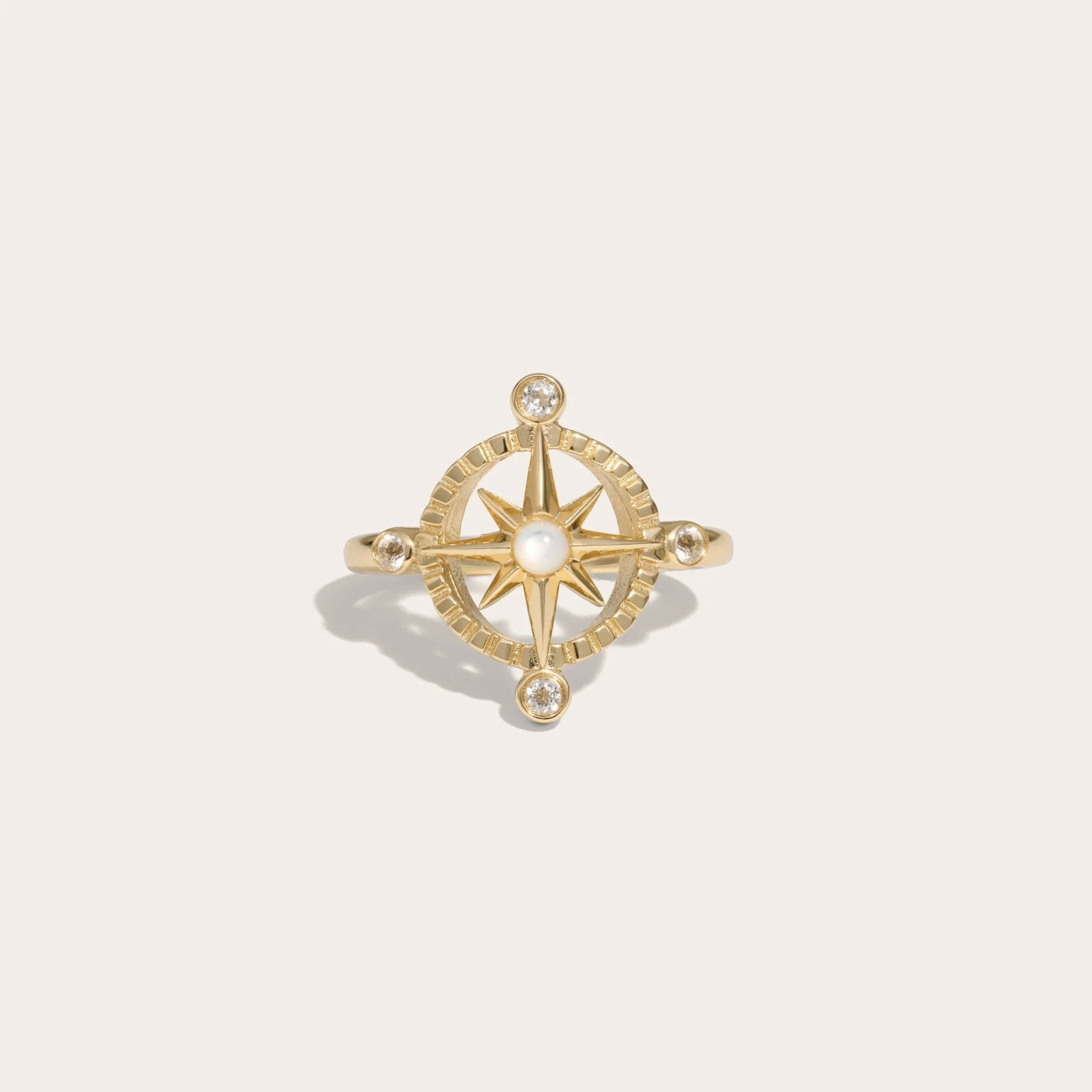 Awe Inspired - Compass Rose Ring - 14K Yellow Gold Vermeil