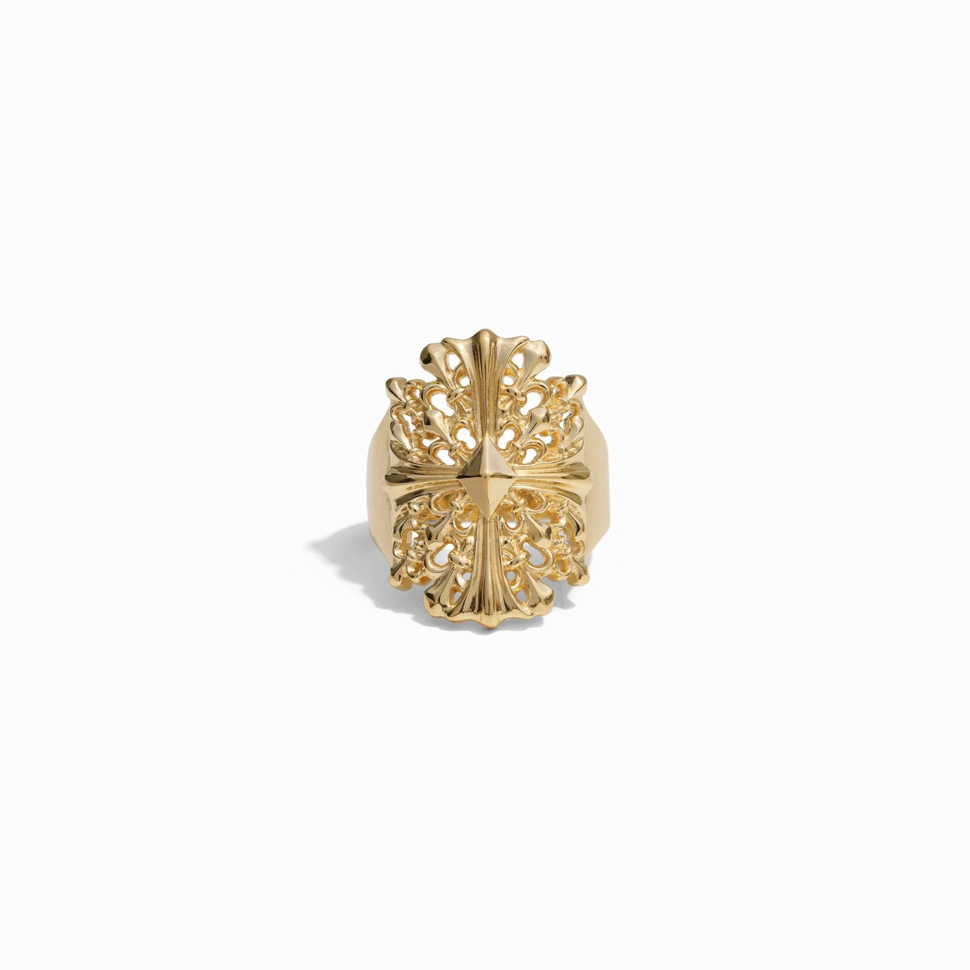Awe Inspired - Cross Shield Ring - 14K Yellow Gold Vermeil