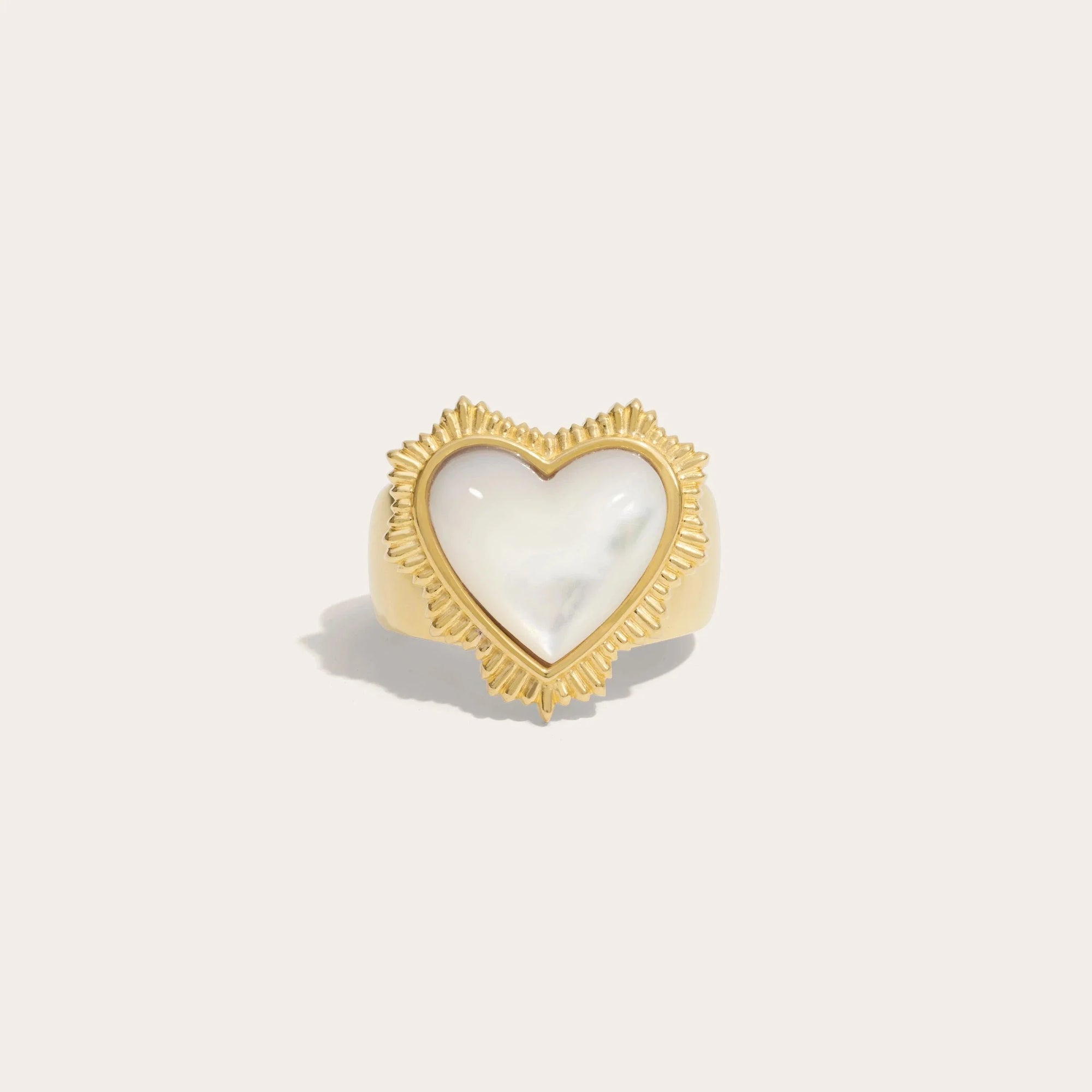 Awe Inspired - Mother of Pearl Radiant Heart Ring - 14K Yellow Gold Vermeil