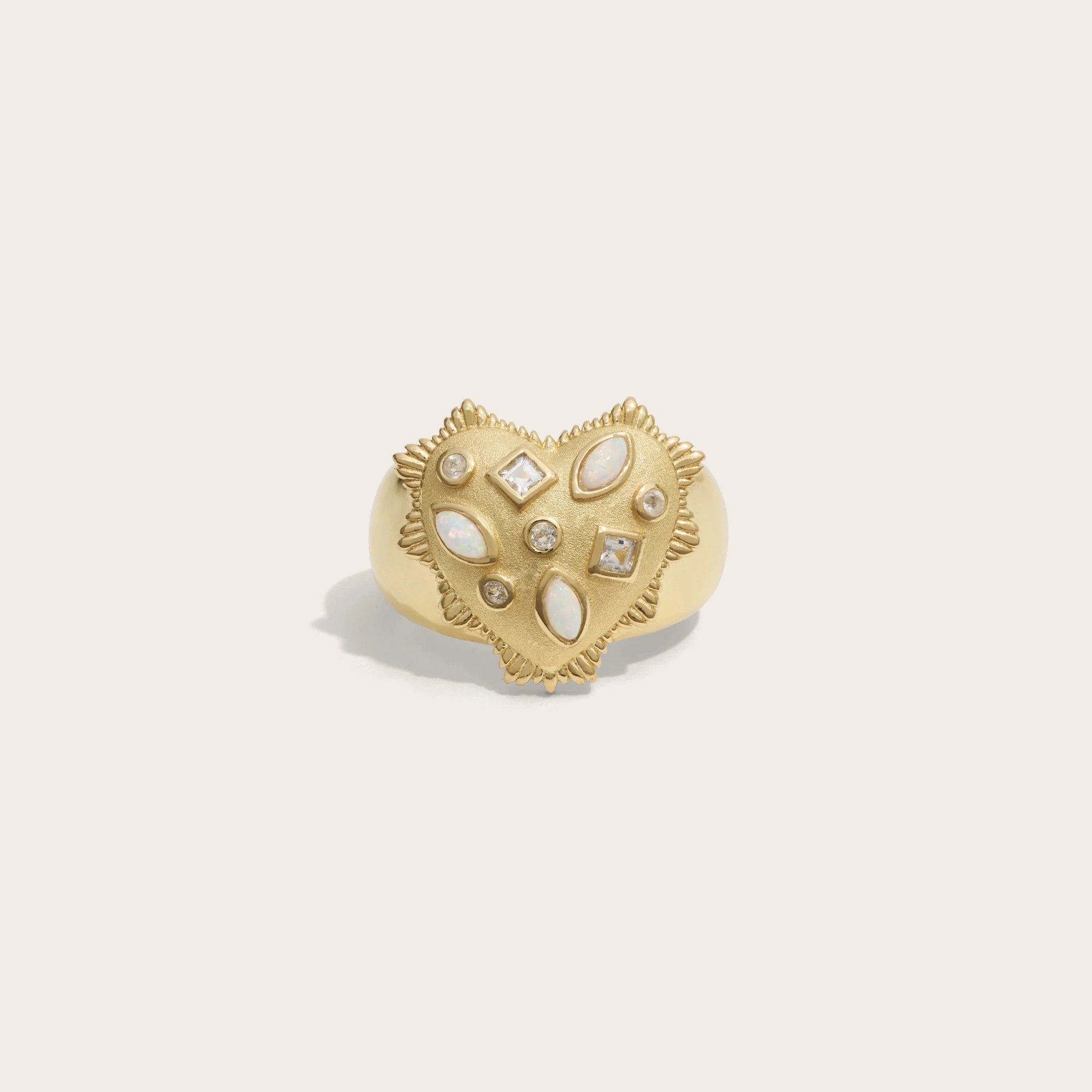 Awe Inspired - White Radiant Heart Ring - 14K Yellow Gold Vermeil