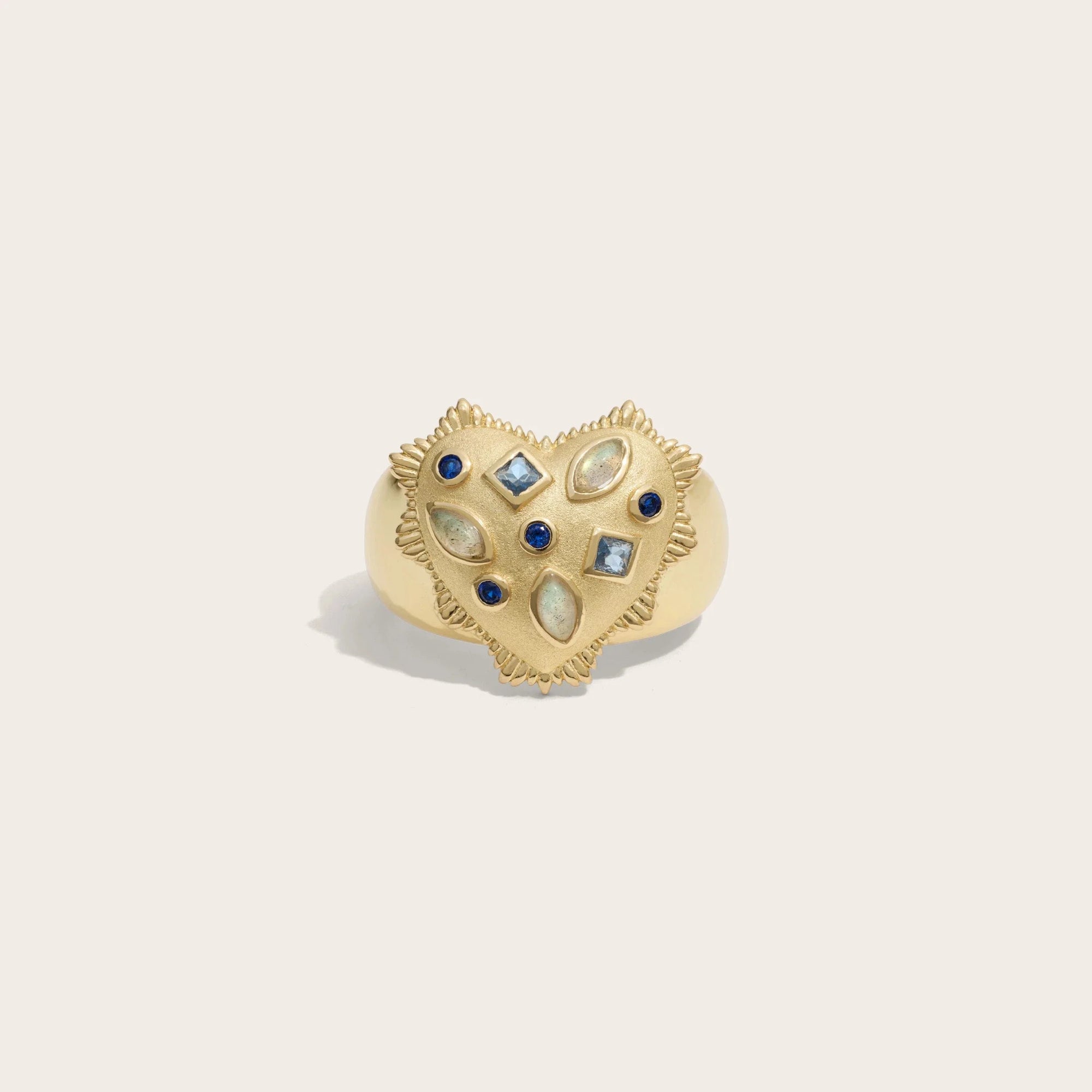 Awe Inspired - Blue Radiant Heart Ring - 14K Yellow Gold Vermeil