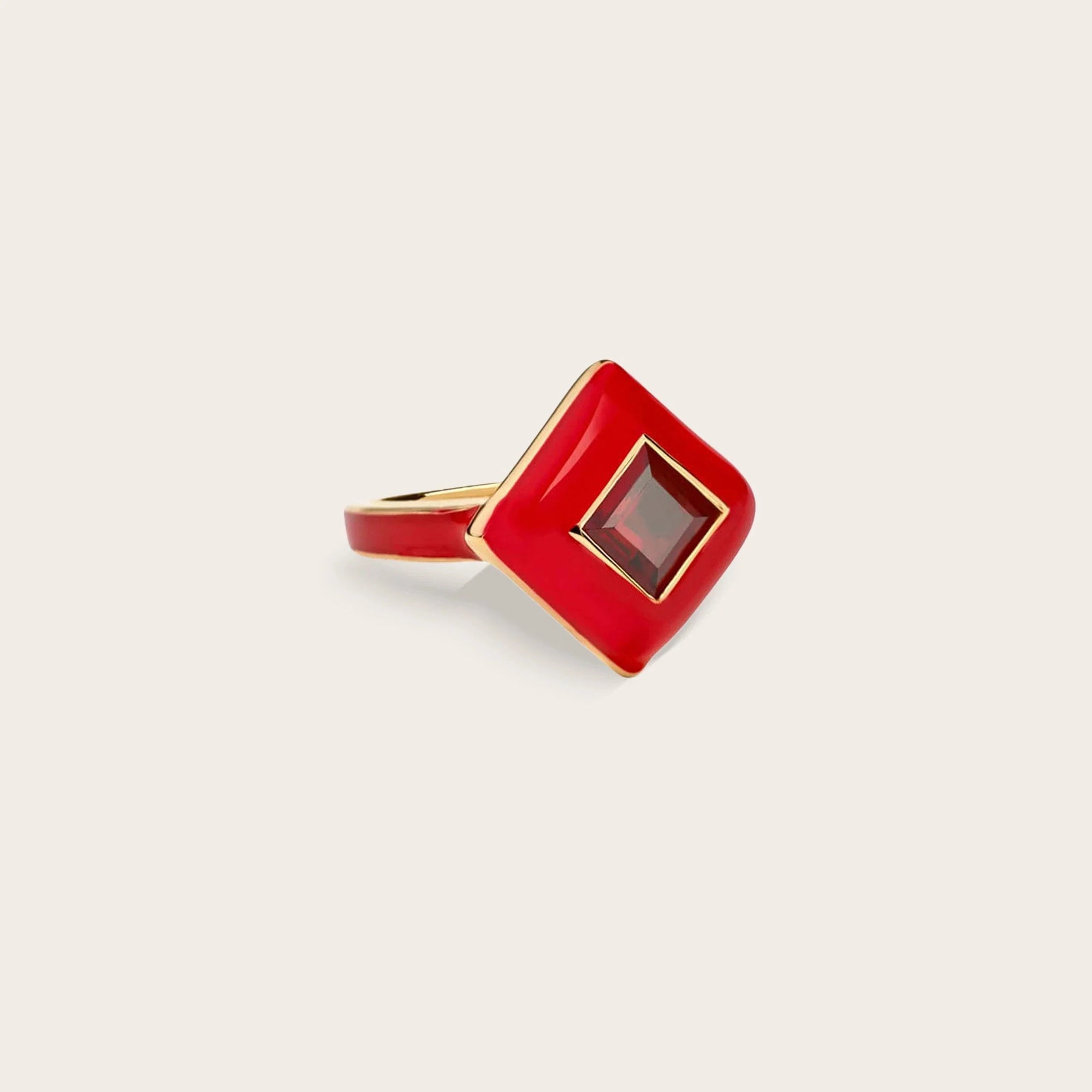 Awe Inspired - Red Ruby Aura Ring - 14K Yellow Gold Vermeil