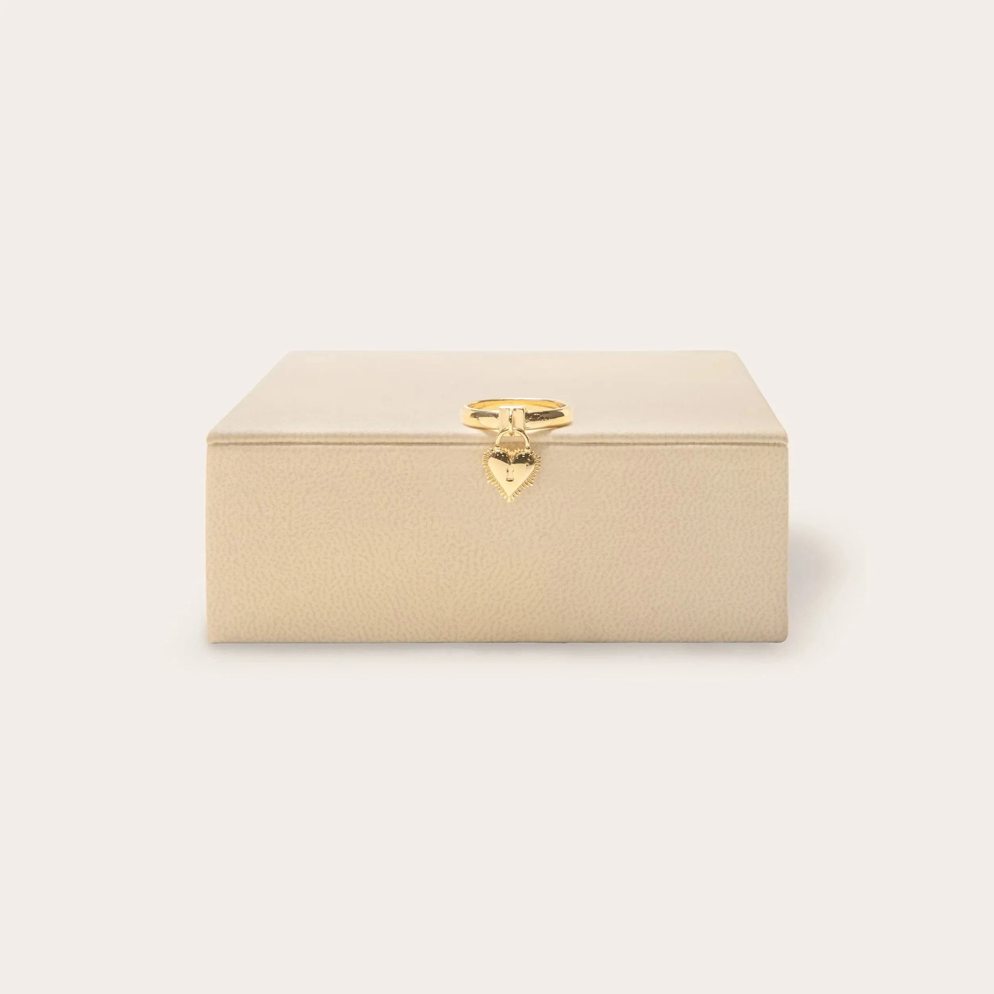Awe Inspired - Archive Dangle Padlock Heart Ring - 14k Yellow Gold Vermeil