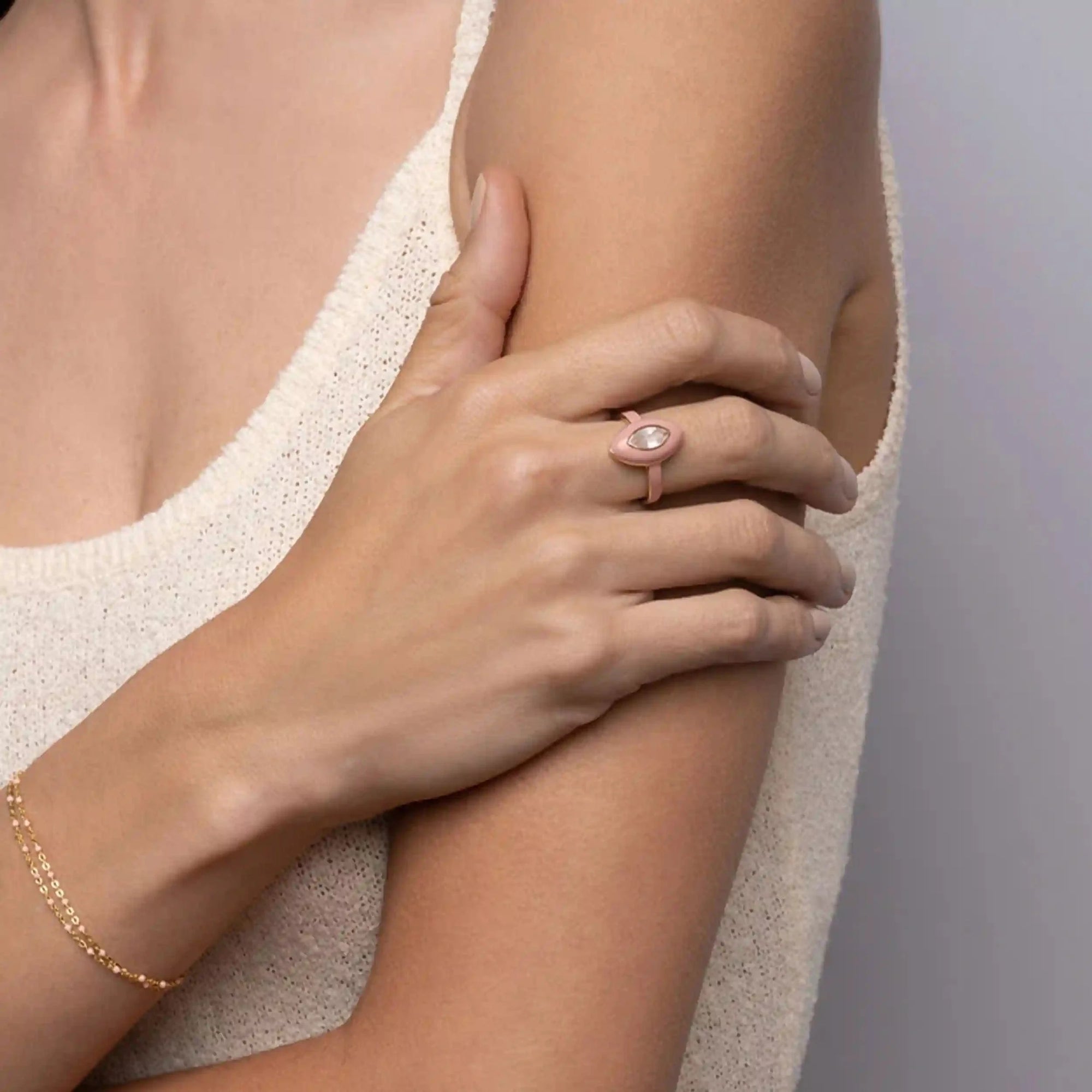 Awe Inspired - Blush Quartz Aura Ring -