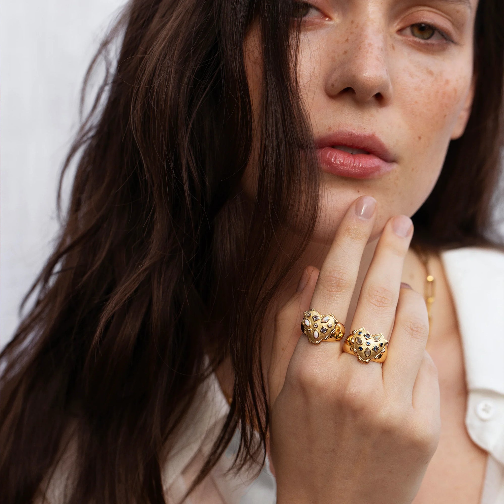 Awe Inspired - White Radiant Heart Ring -