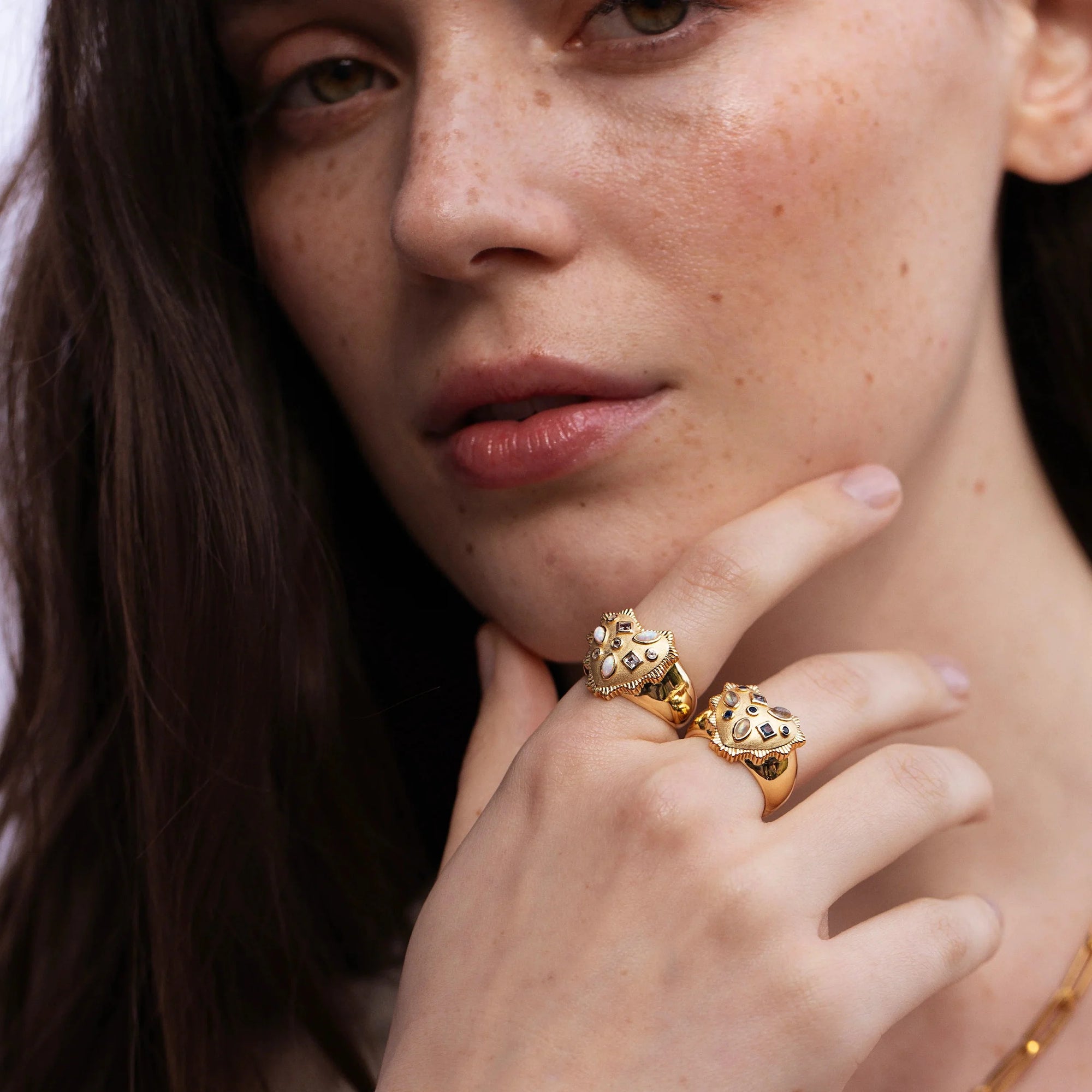 Awe Inspired - White Radiant Heart Ring -