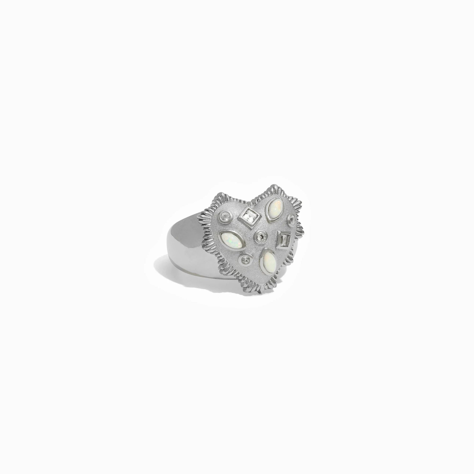 Awe Inspired - White Radiant Heart Ring -