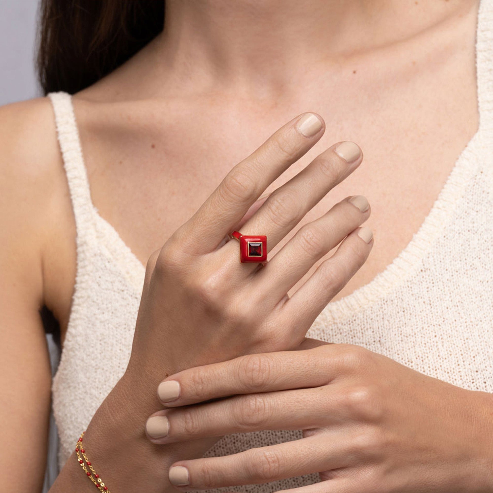 Awe Inspired - Red Ruby Aura Ring -