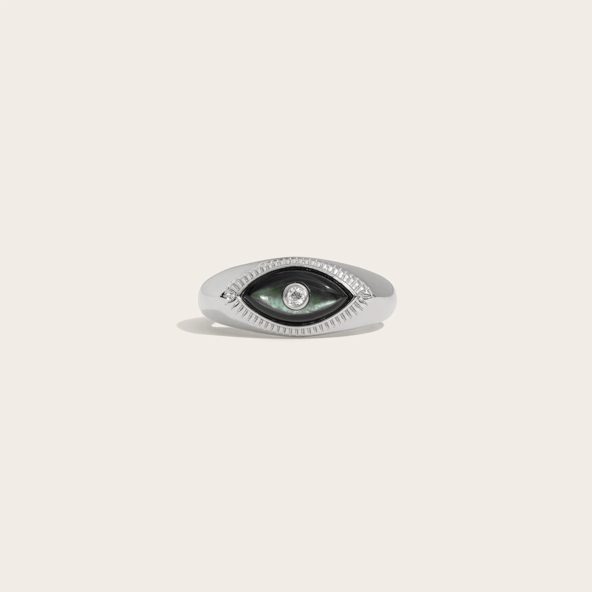 Awe Inspired - Third Eye Black Mother of Pearl Ring - 925 Sterling Silver