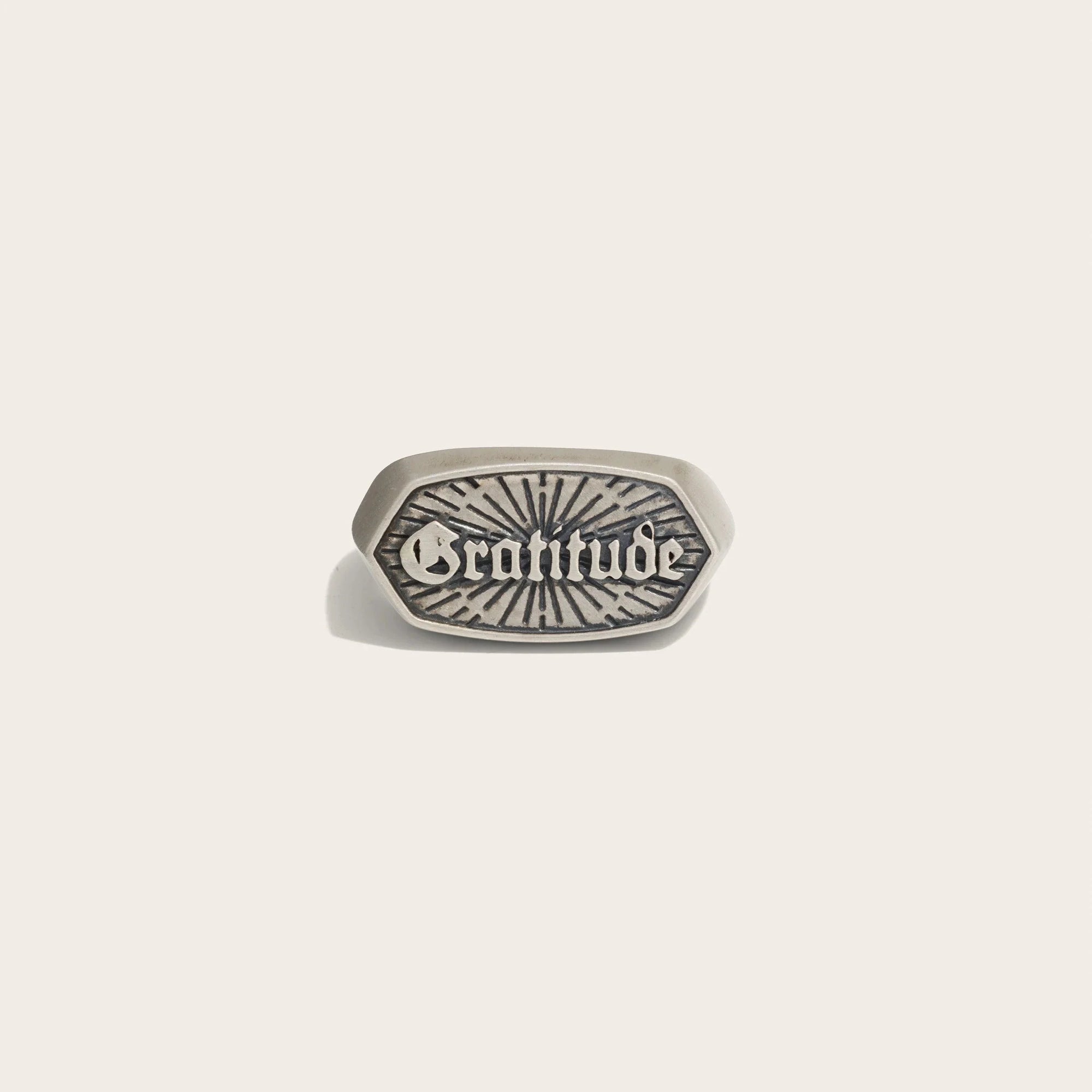 Awe Inspired - Gratitude Affirmation Ring - Gunmetal