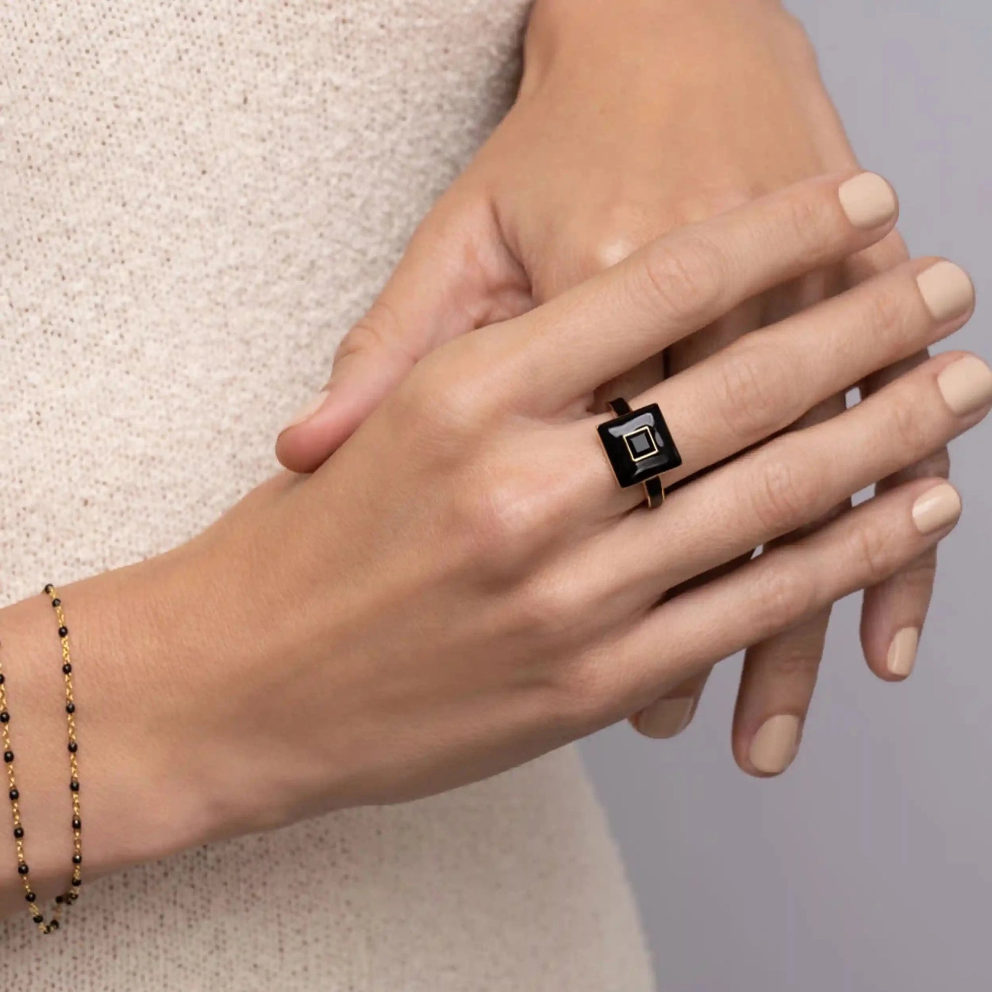 Awe Inspired - Black Onyx Aura Ring -
