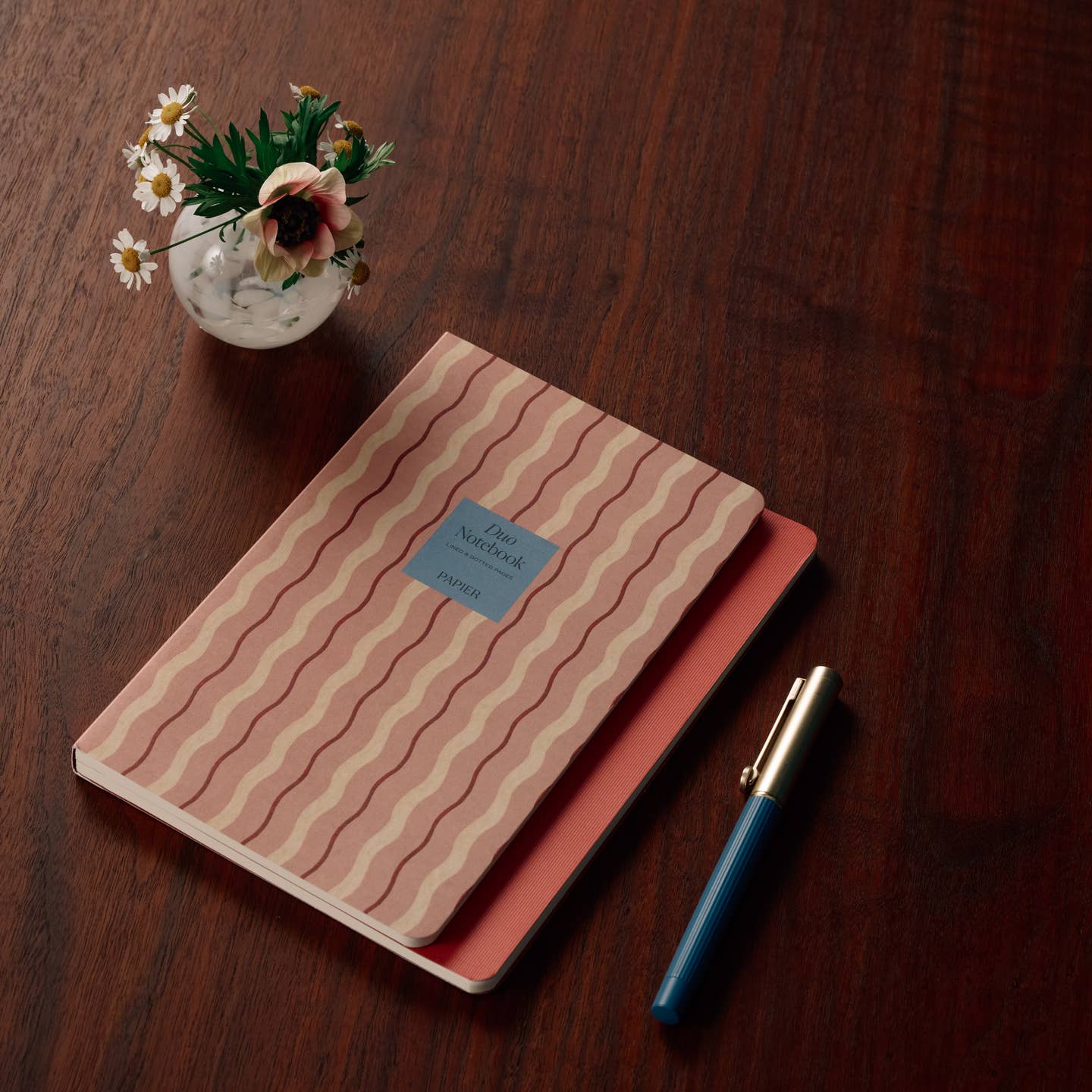 Papier - Pink Wave Stepped Lined Notebook -