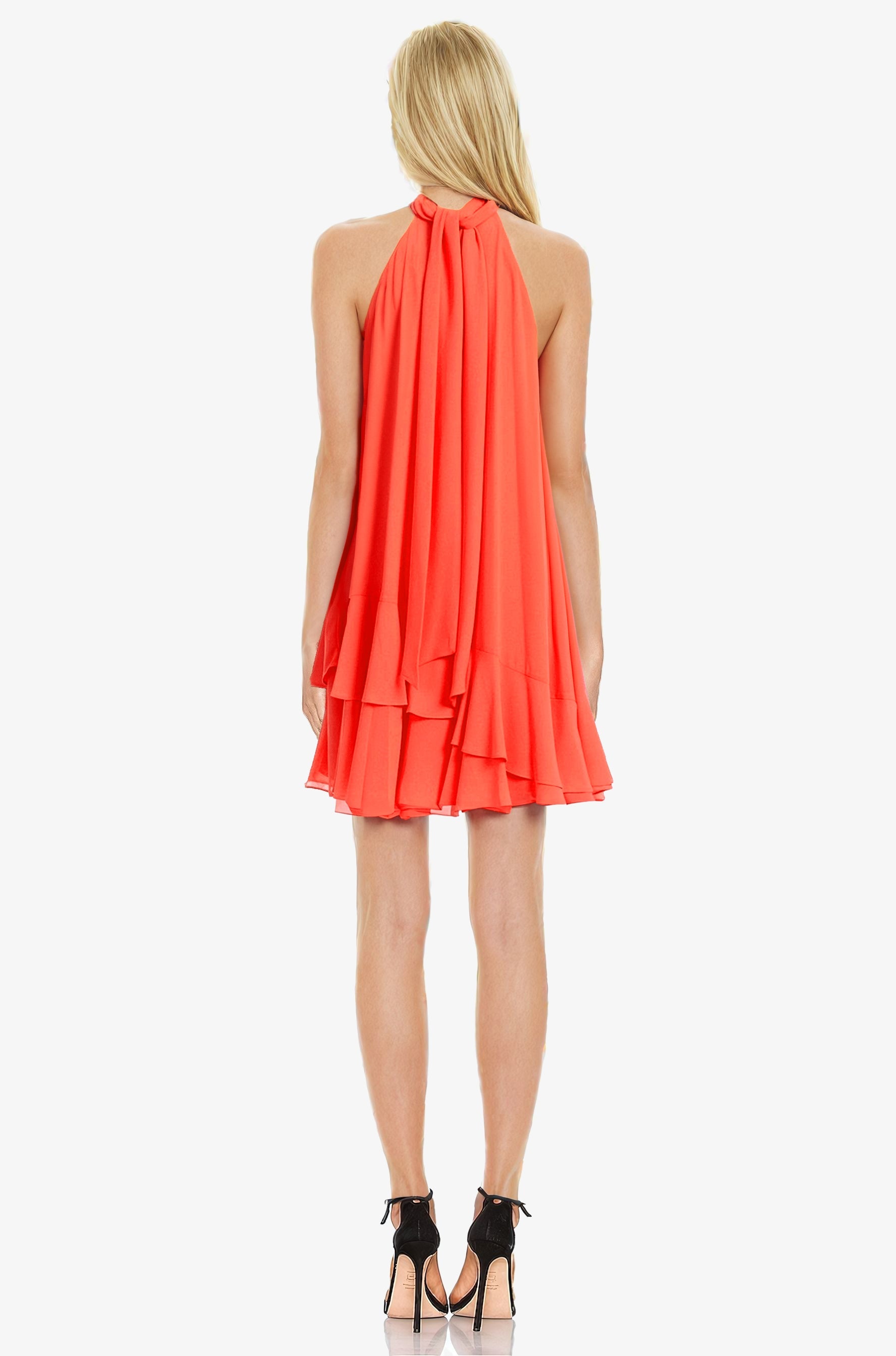 The Ava - Ruffle Halter Cocktail Dress