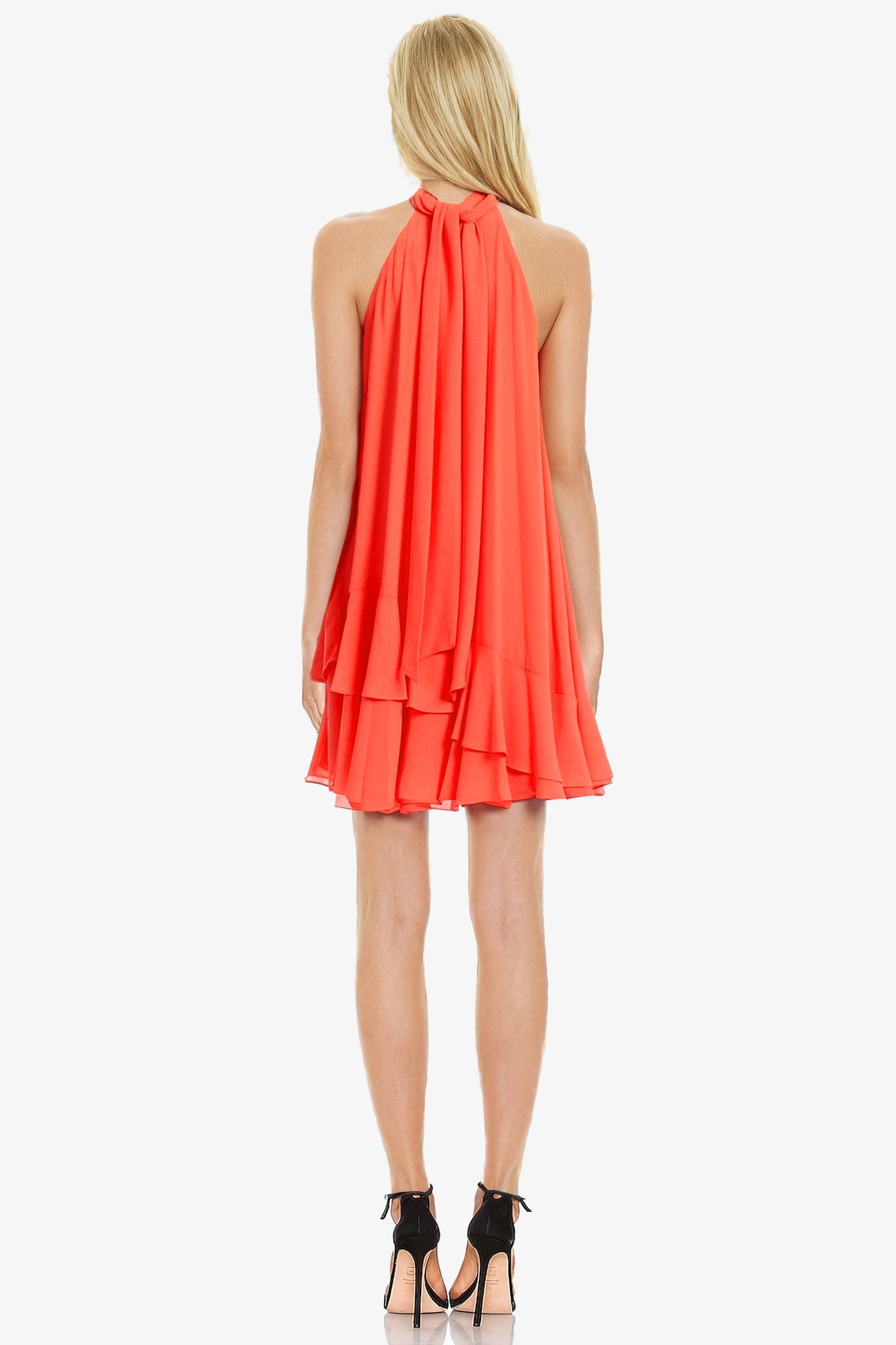 The Ava - Ruffle Halter Cocktail Dress